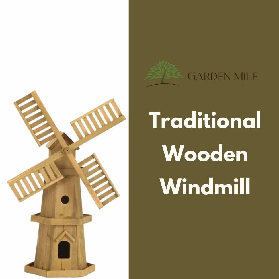Garden Mile Grand moulin à vent rustique en bois traditionnel autonome 62,5 x 71,1 x 139,7 cm