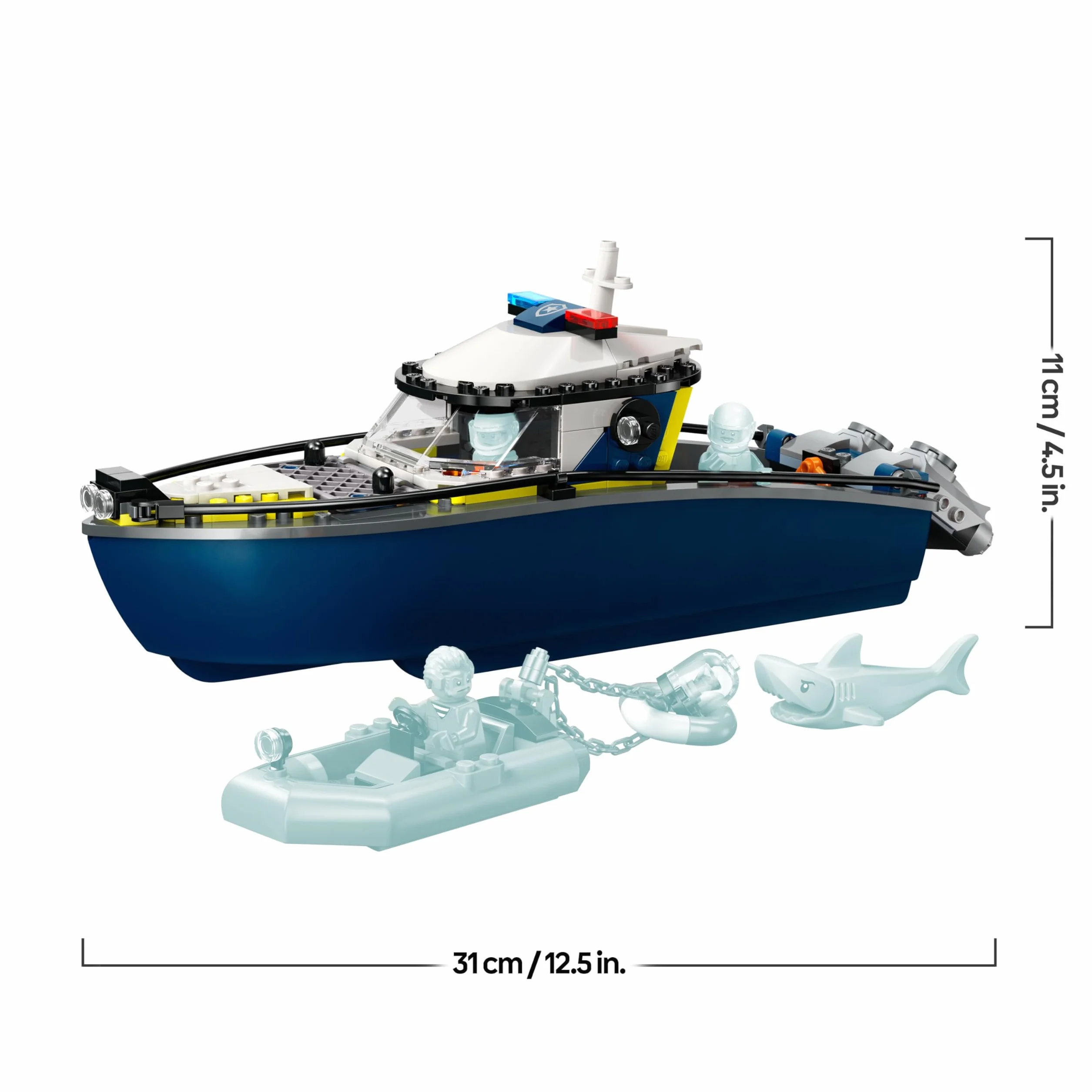 LEGO City Police Boat Chase 60456 Zestaw z 2 Łodziami, 3 Minifigurkami i Figurką Rekina dla Dzieci 6+