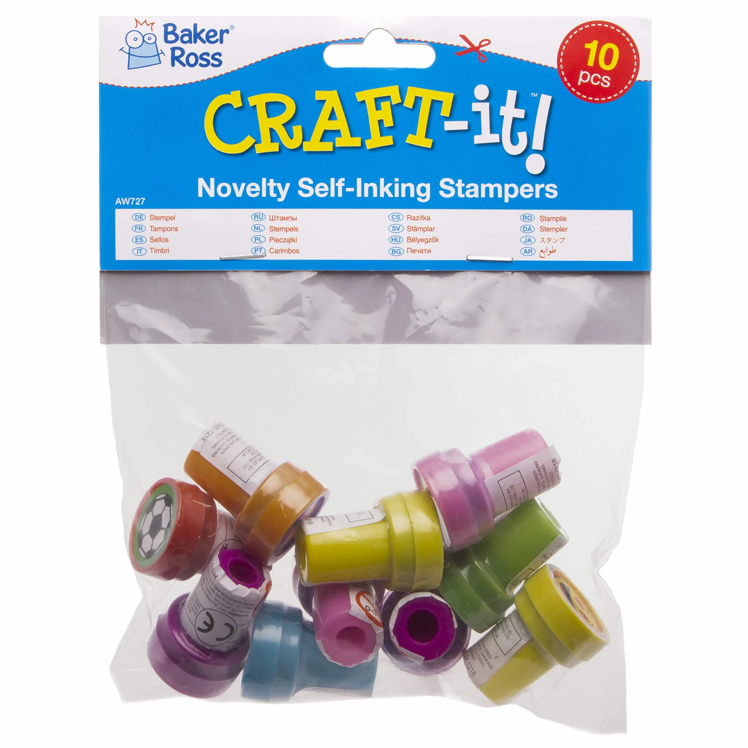 Baker Ross Tampons fantaisie avec encre intégrée lot de 10