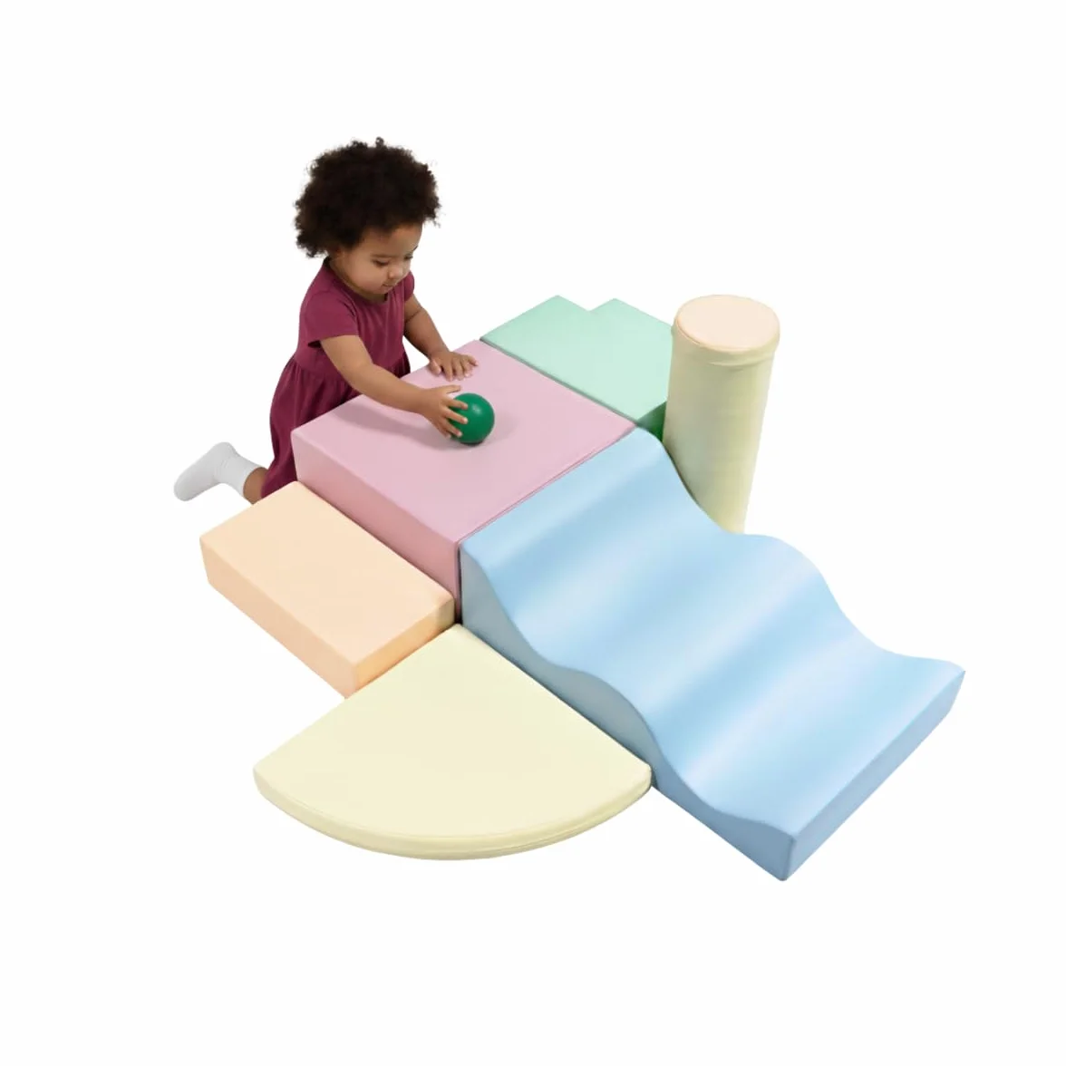IGLU Soft Play Explorer Montessori 6 Modules de Motricité en Mousse Toboggan d’Intérieur pour Bébé et Enfant (Pastel)