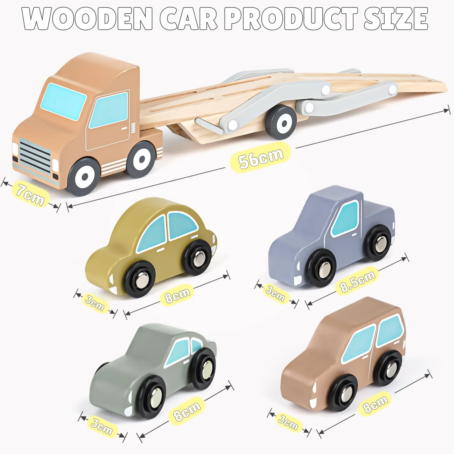Jouet Bebe 1 an en Bois Voiture Garage Enfant Montessori avec 4 Mini-Voitures
