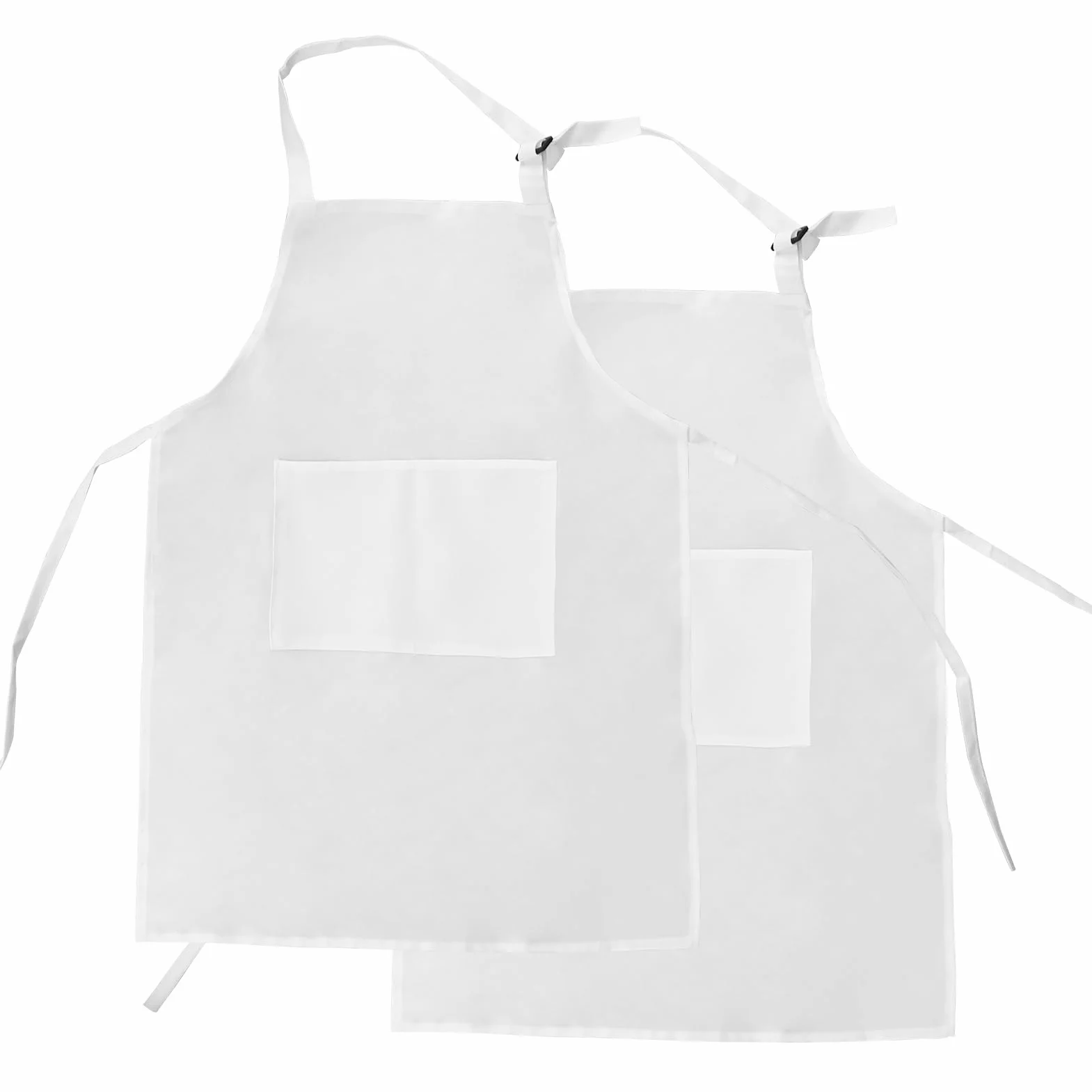 Tabliers Blancs pour Enfants Réglables 2 Poches 46 x 56 cm Lot de 2