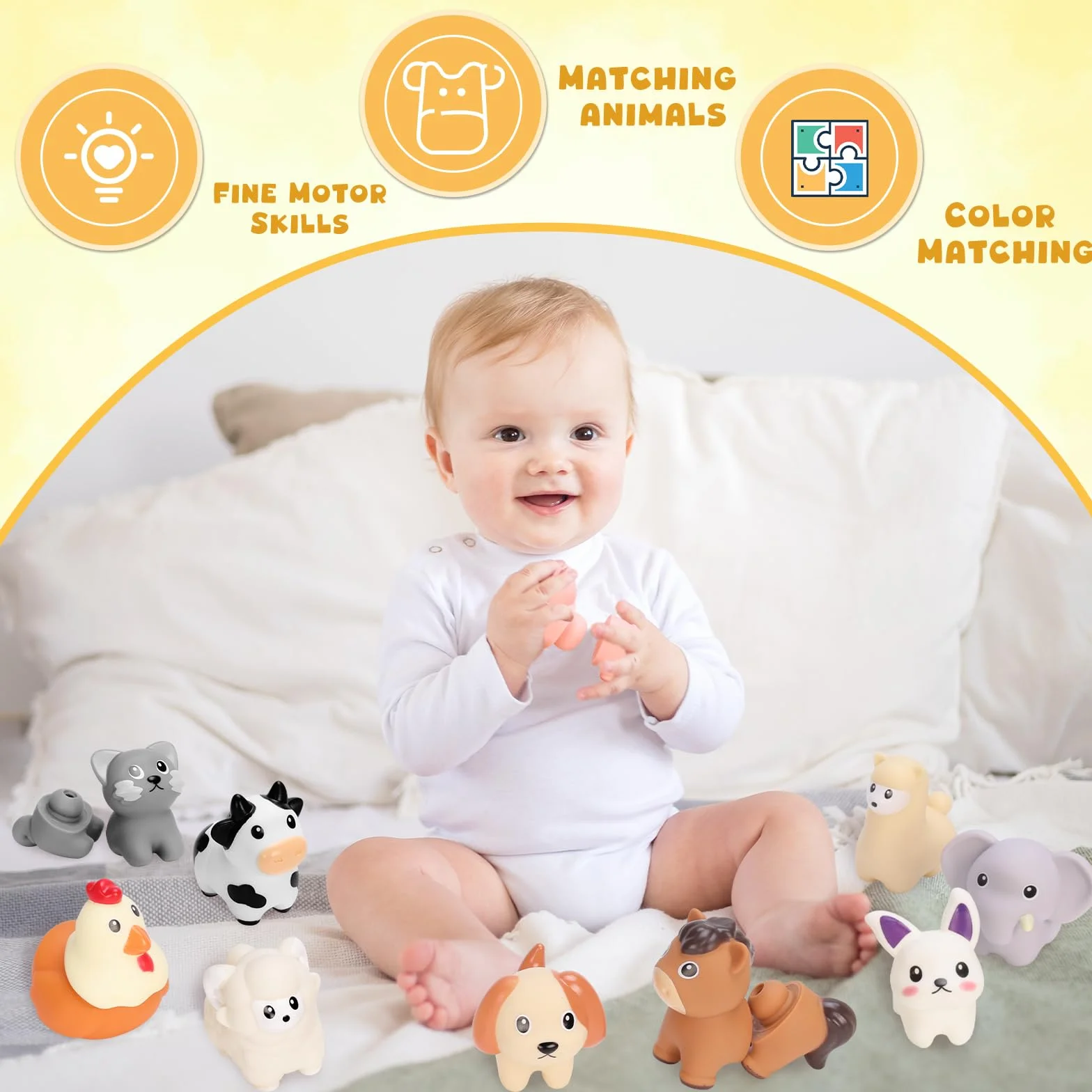 Jouets Montessori Enfants 1 2 3 Ans Jeux Tri Animaux Ferme Empilage Apprentissage Cadeau Filles