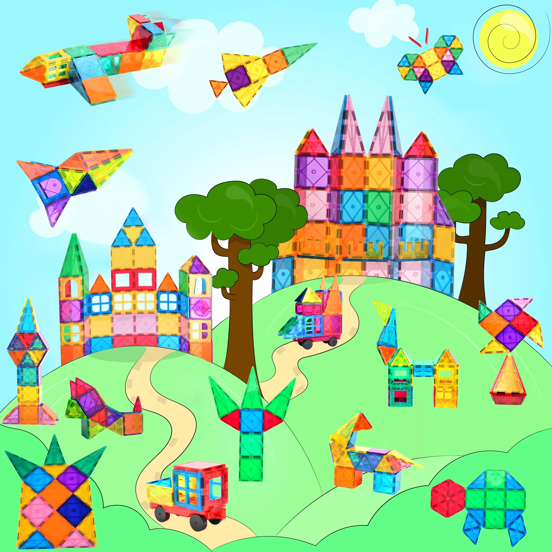 Blocs Construction Magnétiques Enfants Jouet 70 Pièces 3D Cadeau pour 3-8 Ans