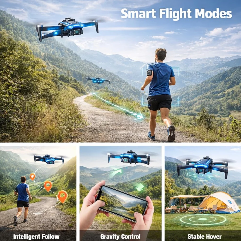 Drone avec Camera 1080P Moteur Sans Balais pour Enfant Debutant 36min Quadcopter RC Jouets Blanc