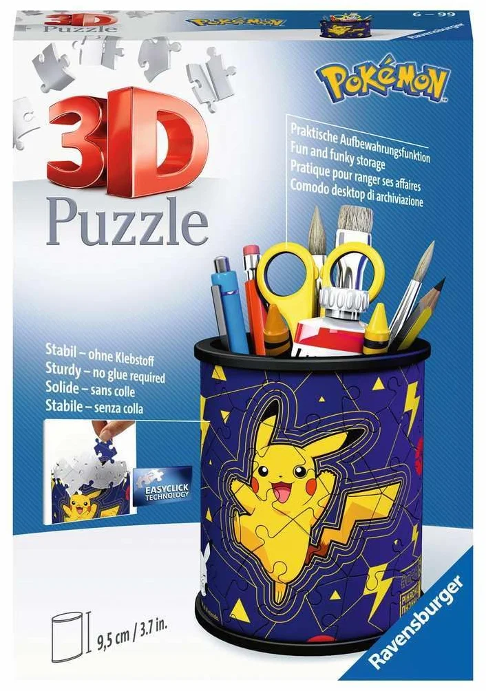 Ravensburger Puzzle 3D Pot à Crayons Pokemon Pikachu 54 pièces numérotées 9,5 cm
