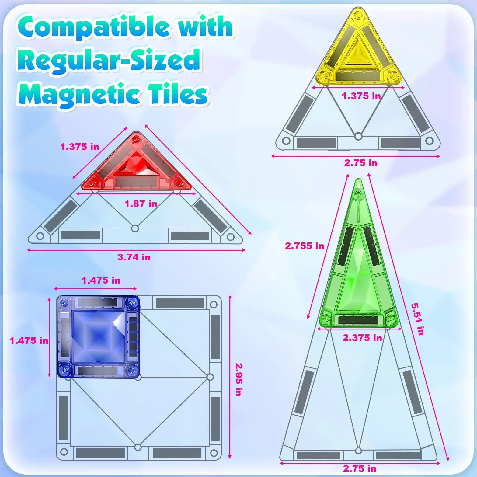 Magnetopia Mini Tuiles Magnétiques Enfant 40 Pièces Set Voyage Boîte Métallique Portable Jeu Magnétique Créatif 4-8 Ans