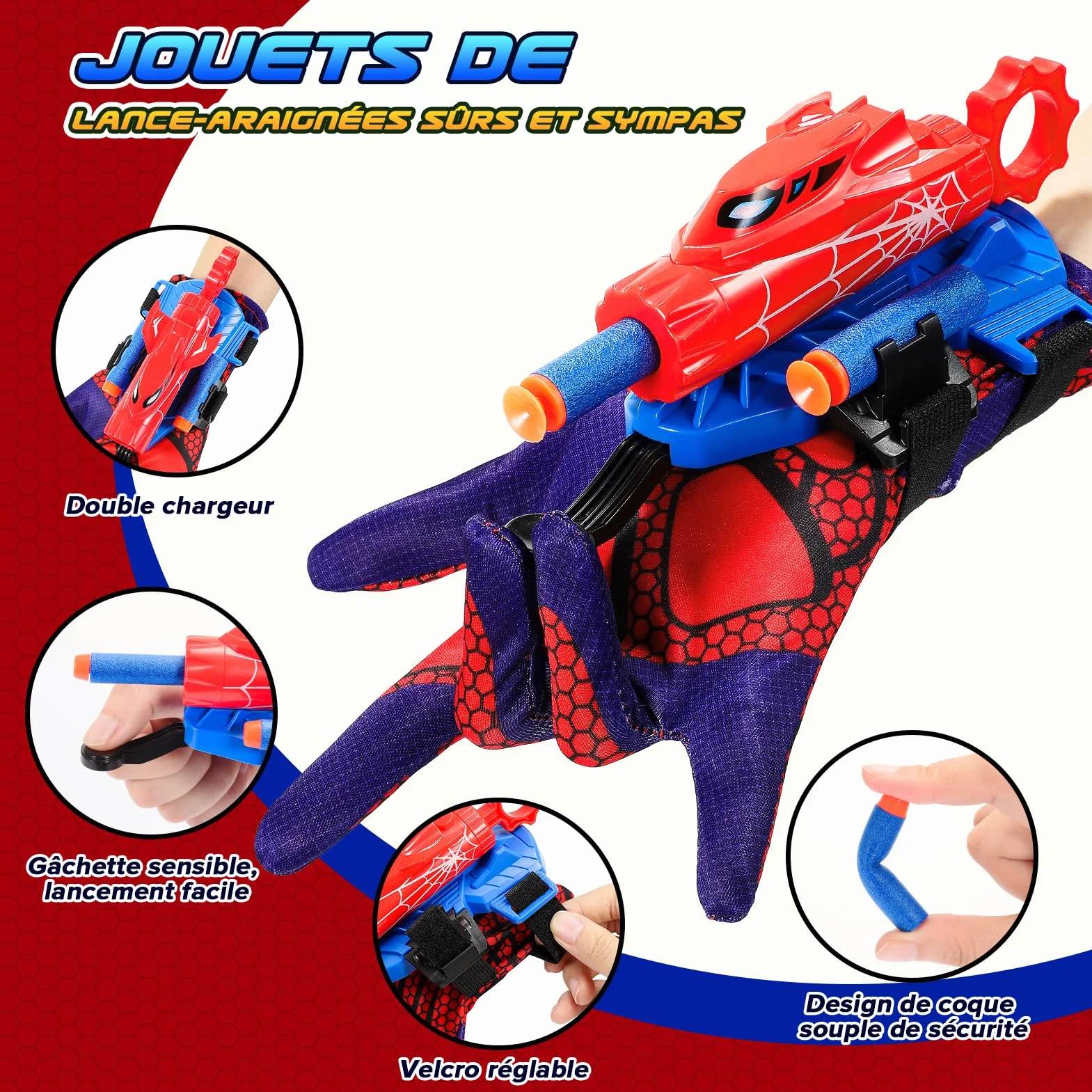 Braxel Lance Toile d'Araignée Jouet Garçon Fille 5-12 Ans Lot de 2 Lanceur Jeux Extérieur Enfants