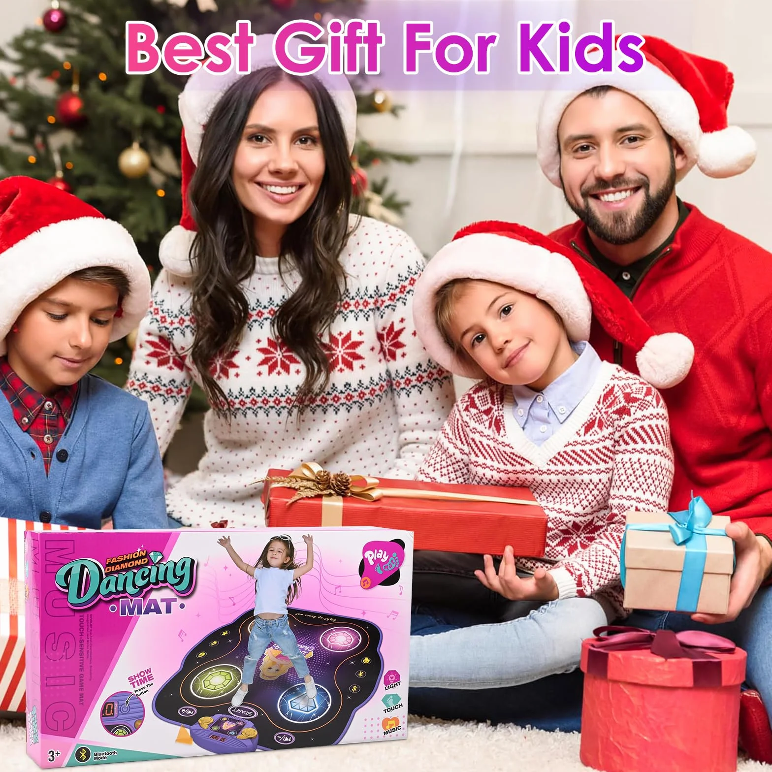 ZWOOS Tapis de Danse Enfant 3-12 Ans Éclairé Bluetooth Musical Cadeau Fille Noël Anniversaire