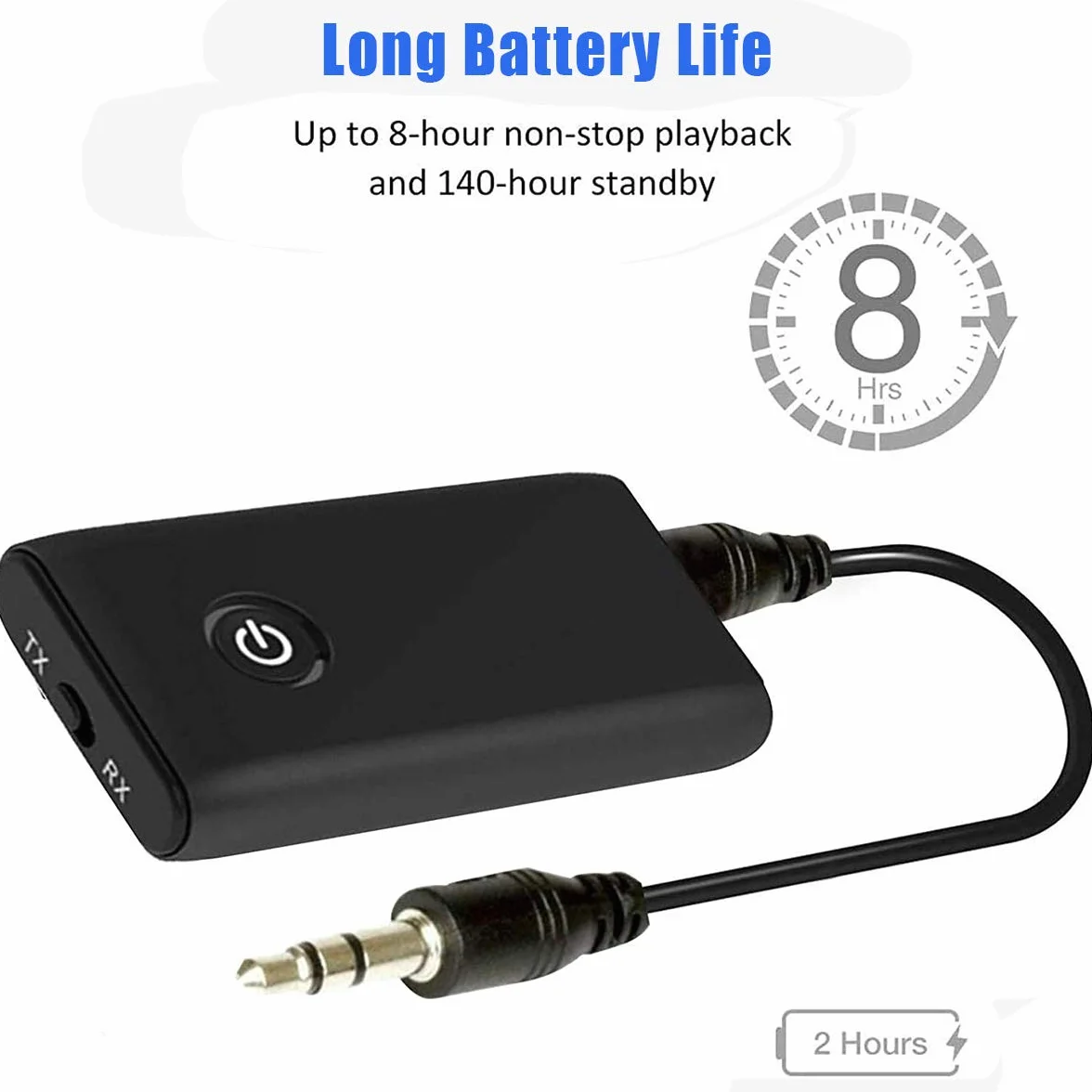 Adaptateur Bluetooth 5.0 2-en-1 Transmetteur Récepteur Audio aptX Sortie Stéréo 3.5mm pour TV PC Ordinateur