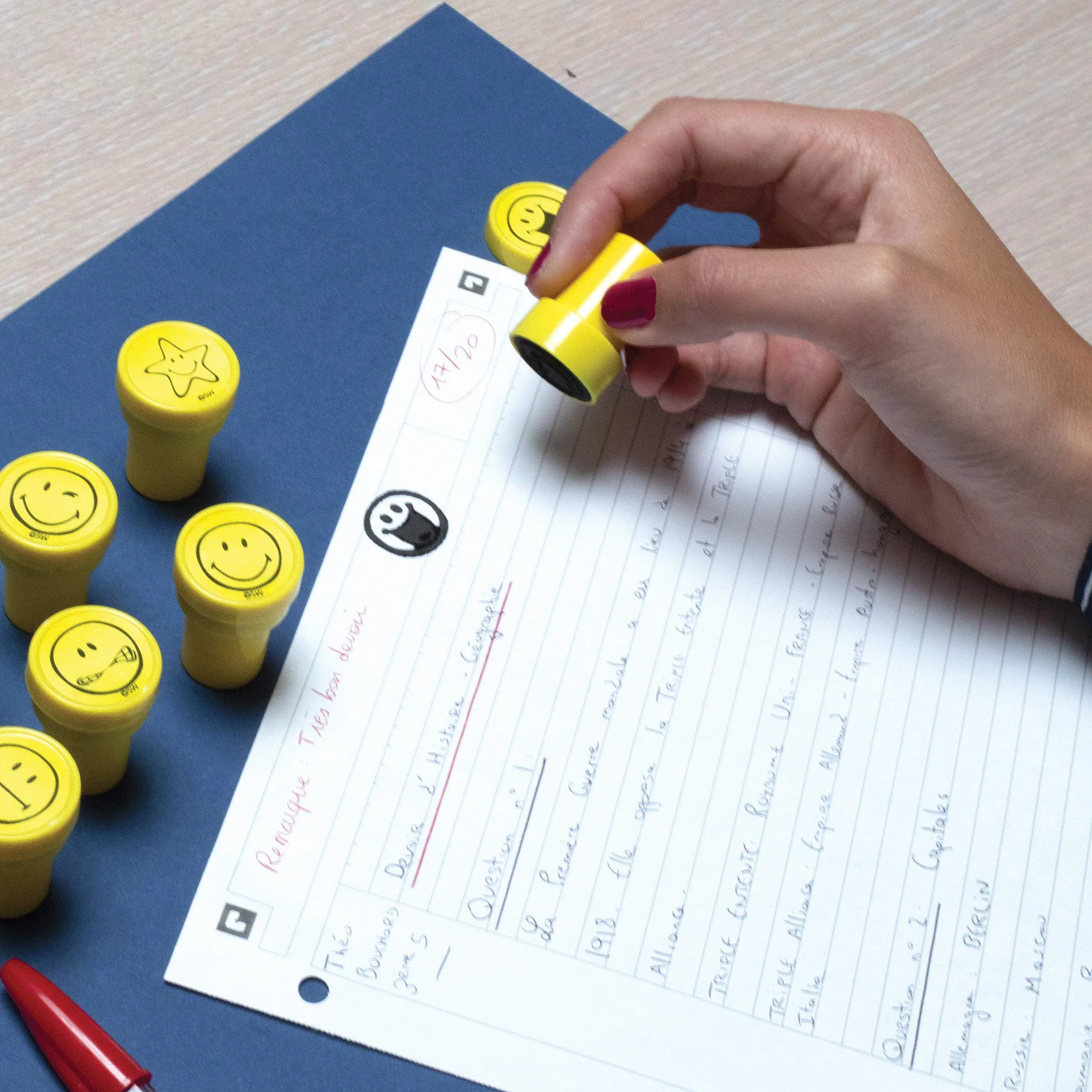 Aladine 10 Tampons Encreurs Smiley World Emoji Enfants Enseignants Humeur Encouragements
