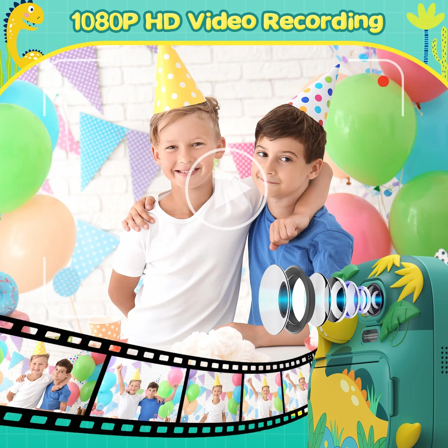 CAMCLID Appareil Photo Instantané Enfants 12MP 1080P avec Carte 32G et Papier 2,4 Pouces