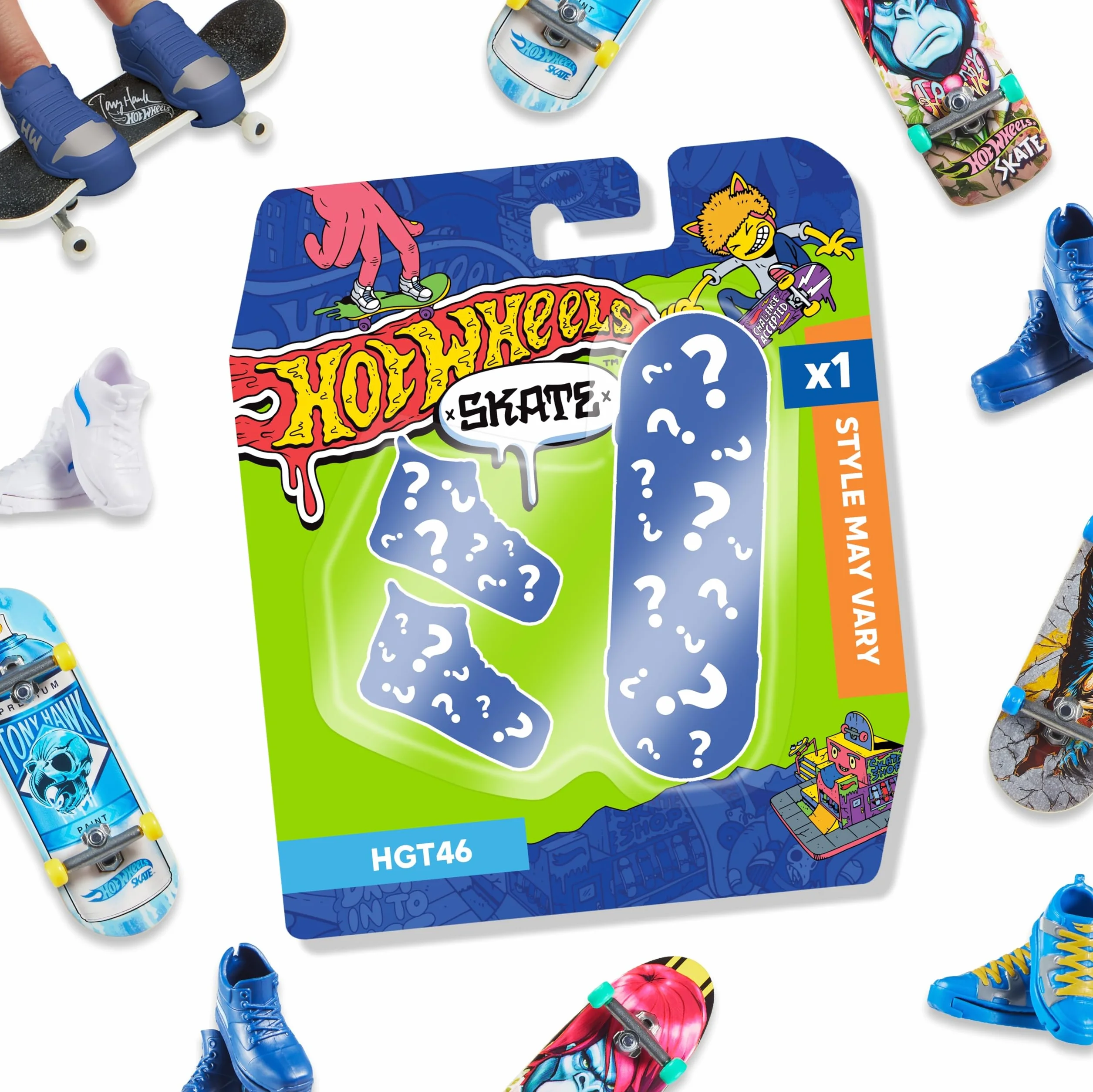 Hot Wheels Skate Fingerboard Coffret Tony Hawk HGT46 Jouet Enfant avec 1 Fingerboard et 1 Paire de Chaussures
