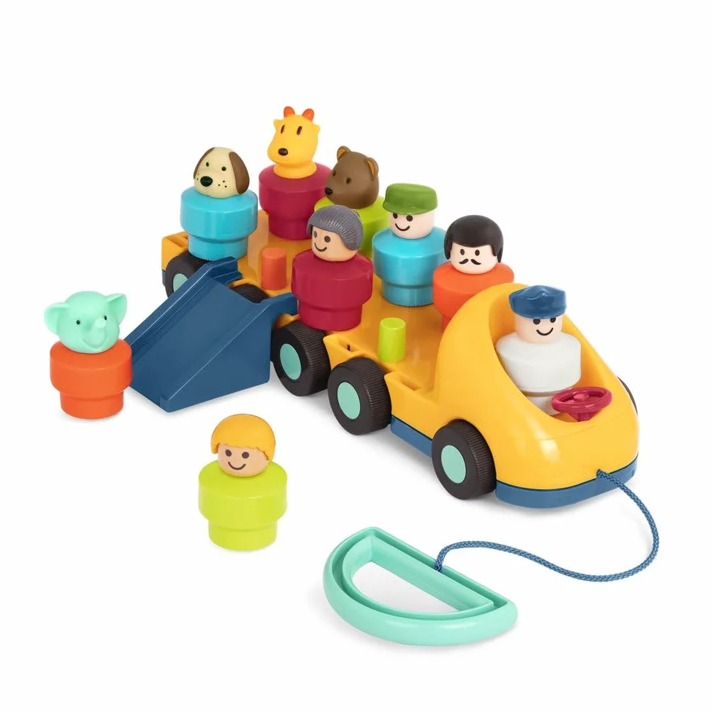 Battat Bus et Personnages Jouets avec 9 Figurines - Jouet de Développement pour Tout-Petits 18 Mois+