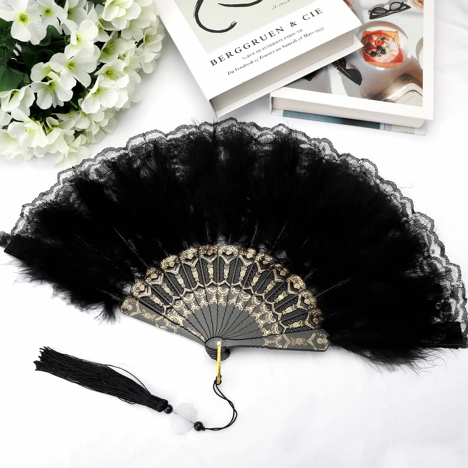 KarnevalsTeufel Boa en plumes noir éventail étole costume carnaval danse mariage