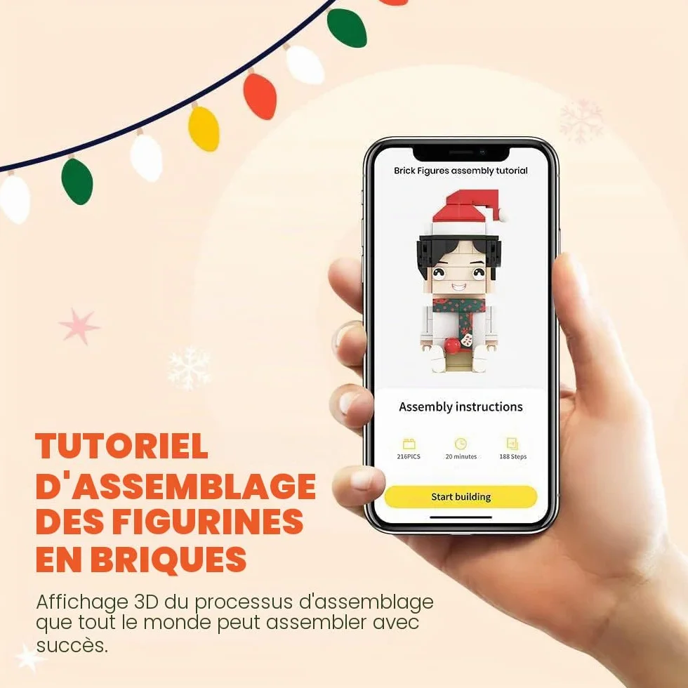 Figurines en Brique Personnalisées Version Mignonne Corps Complet 1 Personne Ensemble de Blocs de Construction Cadeaux pour Noël Saint-Valentin