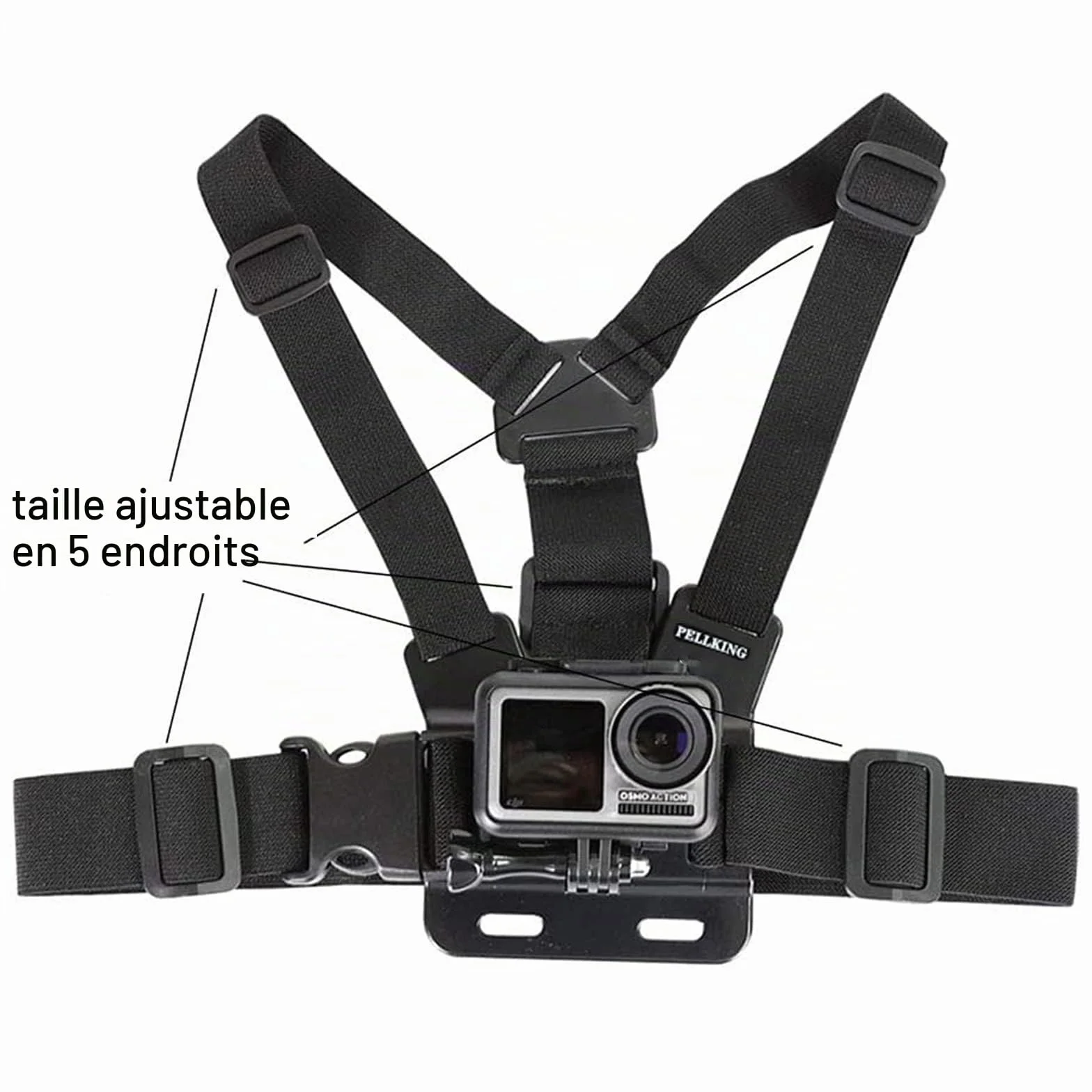 PellKing Harnais de Poitrine pour Téléphone Portable avec Clip pour Caméra d'Action POV