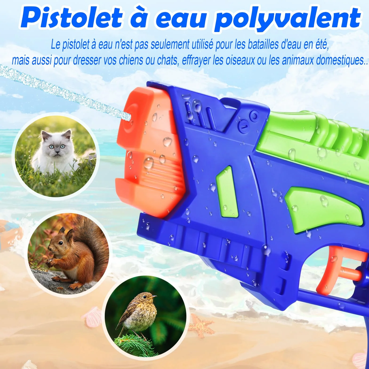Pistolets à Eau pour Enfants Pack de 2 avec Gâchette pour Piscine Extérieure