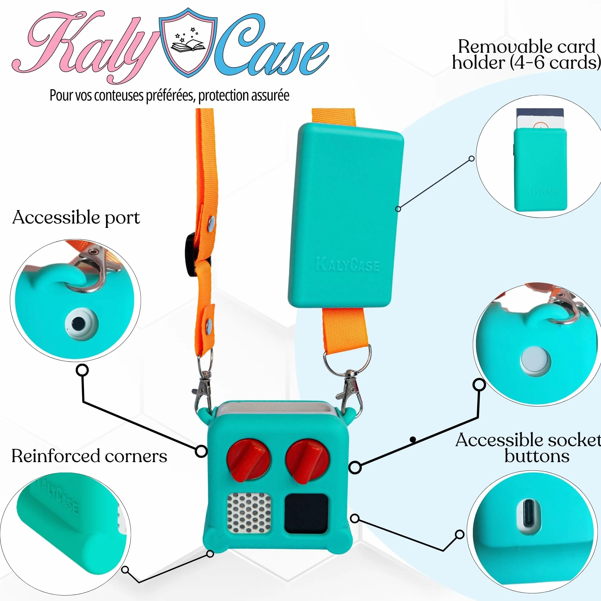 Coque Silicone YOTO Mini avec Pochette Porte-Cartes et Bandoulière Détachable Vert