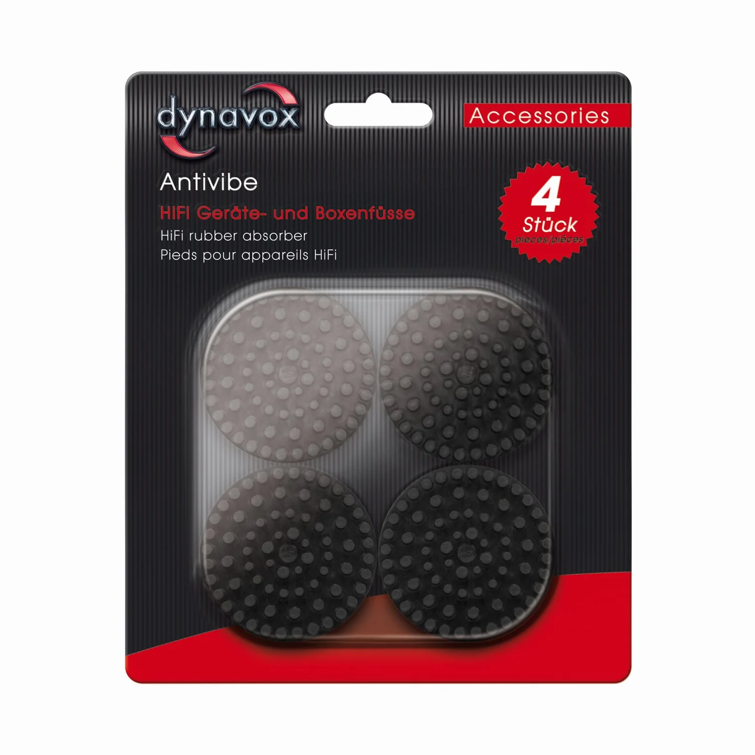 Dynavox Coussins antivibrations Ronds 53 mm, Blister 4 pièces