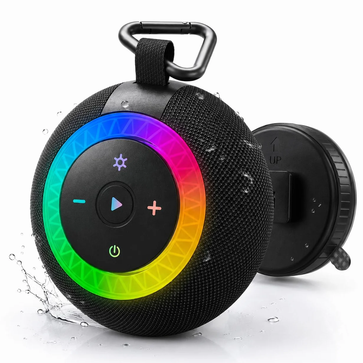 Enceinte Bluetooth Douche IPX7 20W Haut-Parleur Salle de Bain Bluetooth 5.4 Autonomie 24H LED RGB TWS Carte TF