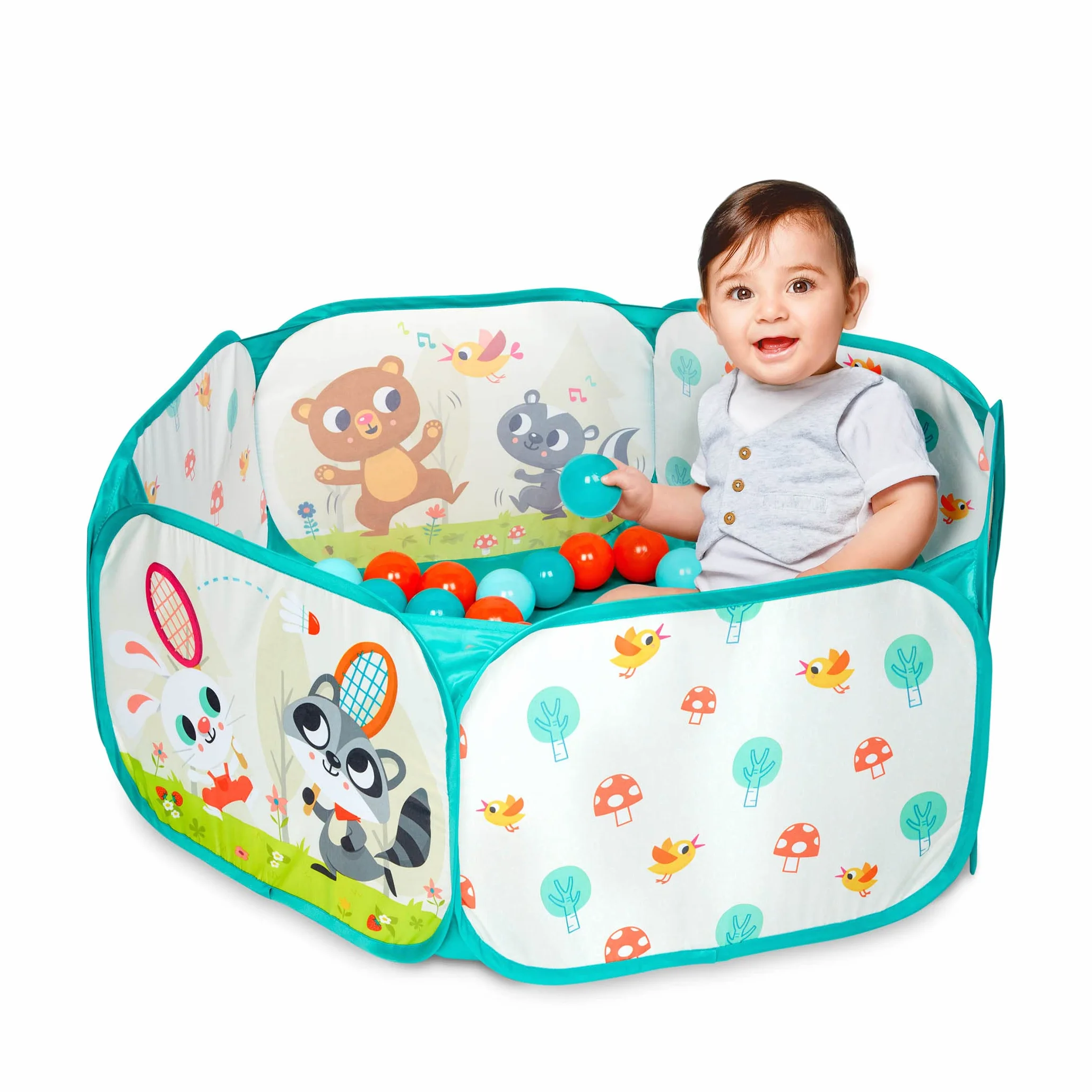 B. Toys Mini Espace de Jeu Fosse à Balles 42 Boules Colorées Pliable Portable Jeu Actif Enfants 1 an+