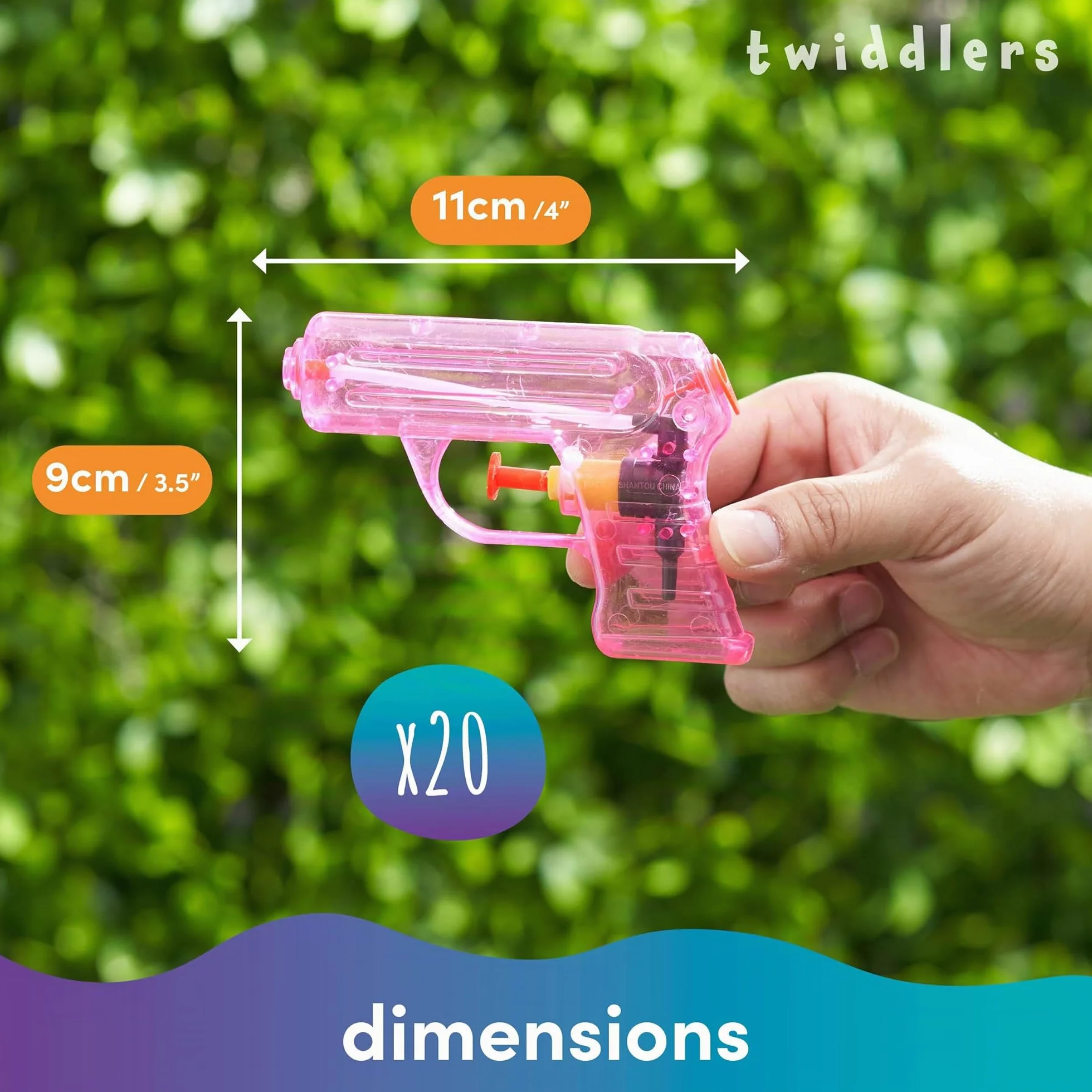 THE TWIDDLERS Lot de 20 Mini Pistolets à Eau 11 cm - Jouets d'Extérieur pour Enfants