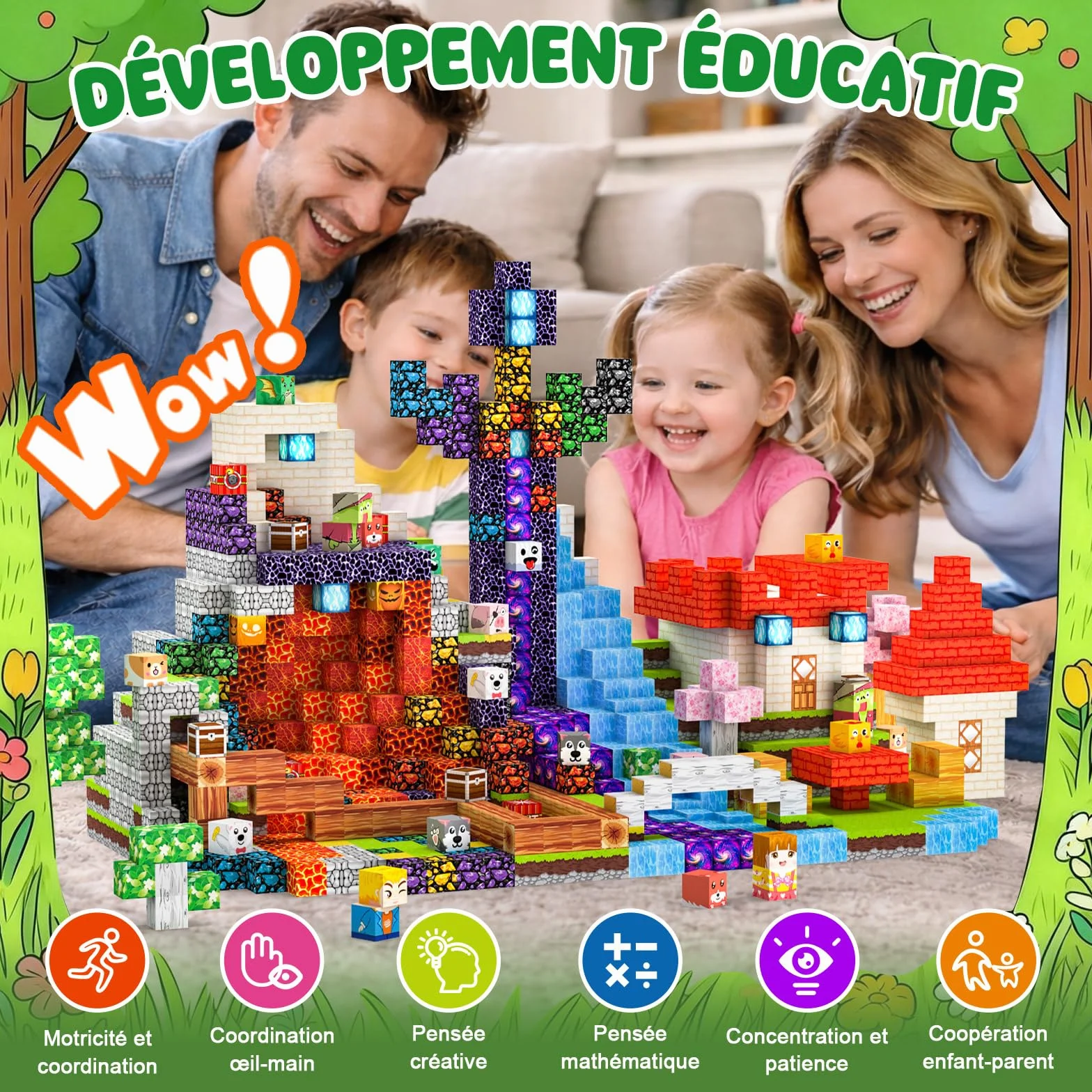 Magnetic Blocks 150 pièces 2CM Jeu de Construction Magnétique Enfant 3+ Ans