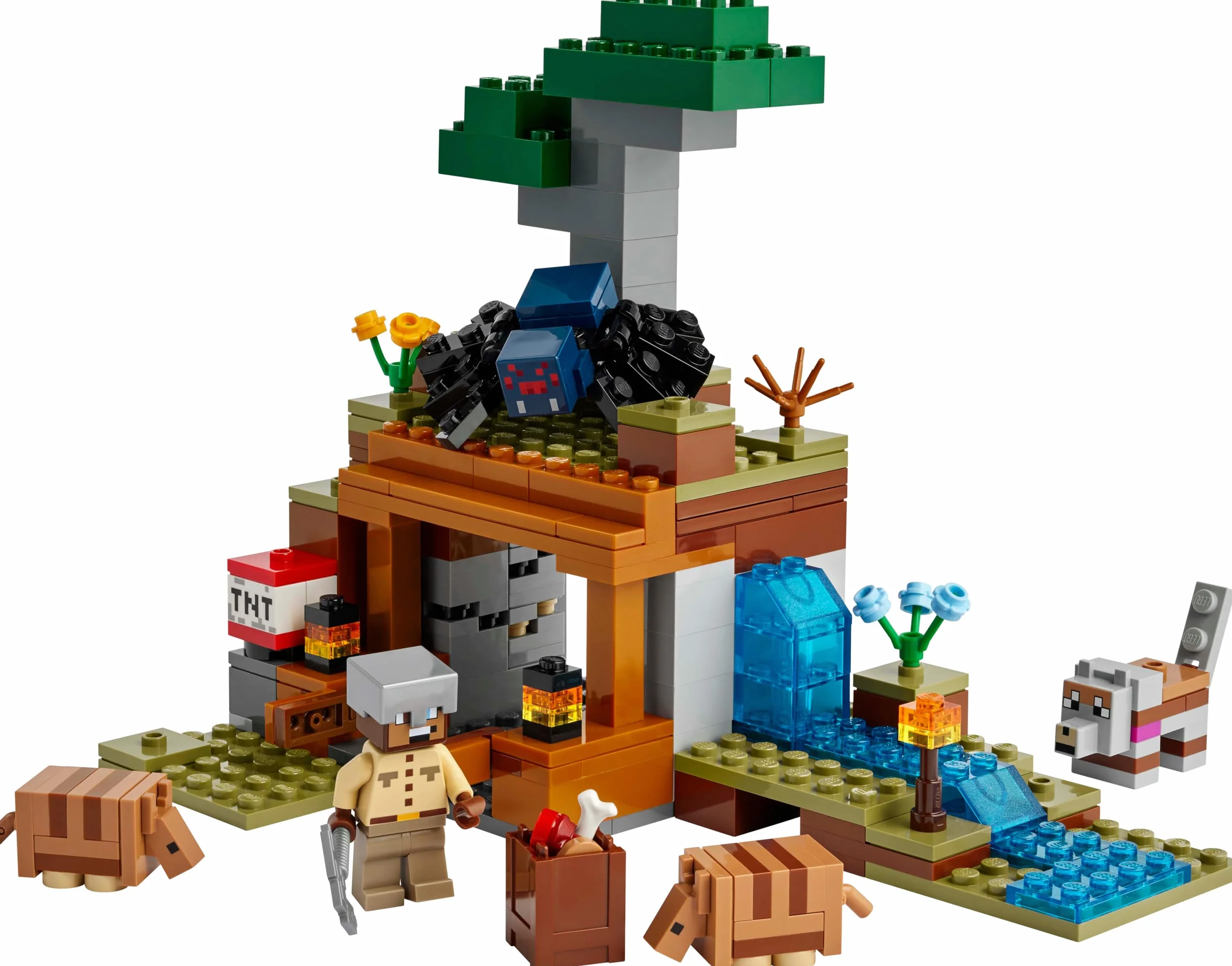 LEGO Minecraft L’Expédition dans la Mine du Tatou 21269 Jouet Interactif Figurines Araignée Venimeuse Loup TNT Cadeau 8 Ans
