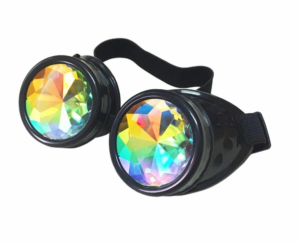 Lunettes steampunk avec prisme Kaléidoscope Burning Man noir