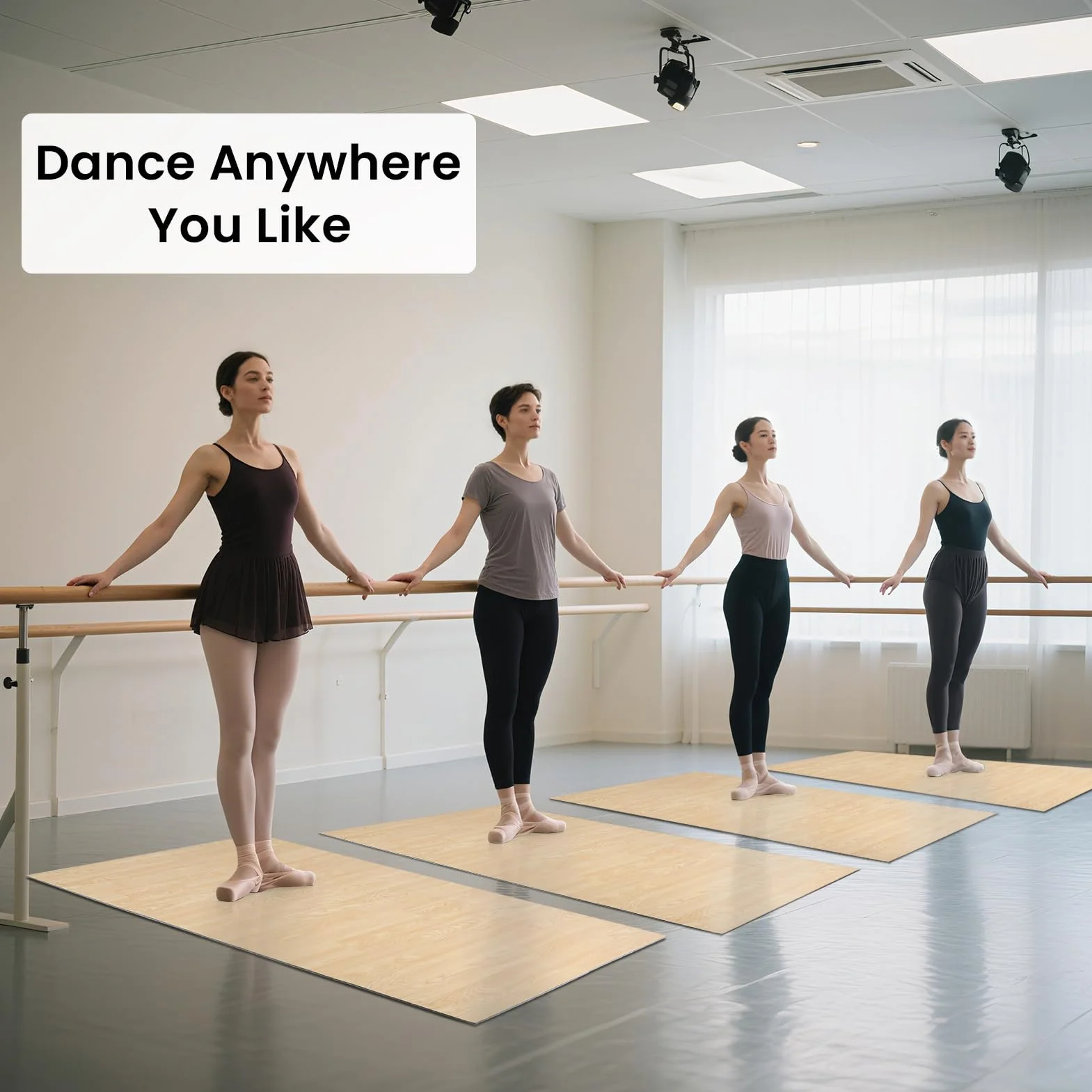 Tapis de danse portable PVC 91 x 122 cm 5 mm épaisseur antidérapant absorbant chocs ballet jazz claquettes irlandais pop
