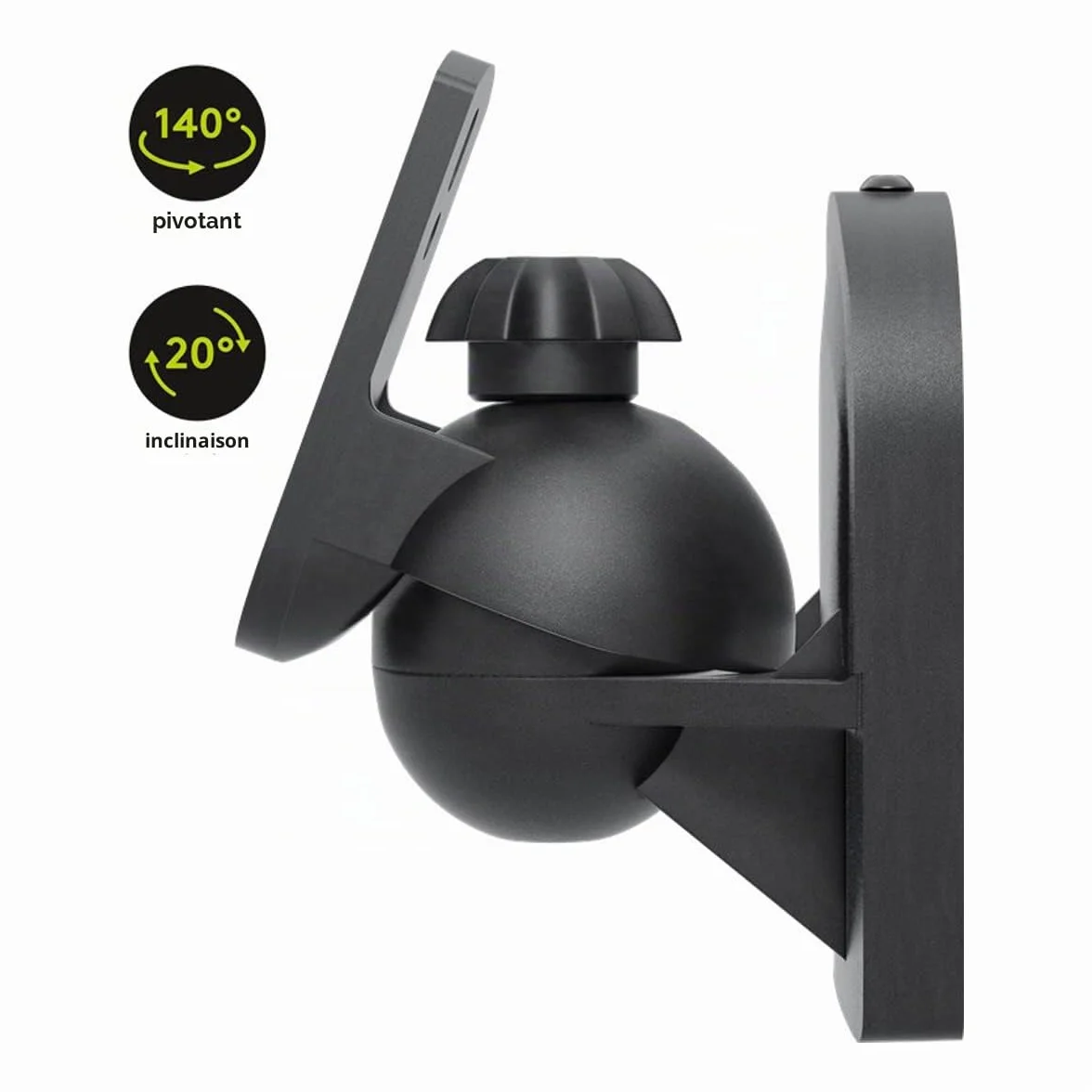 Goobay Support Mural Universel pour Haut-parleurs, Pivotant, Inclinable, jusqu'à 3,5 kg, Noir