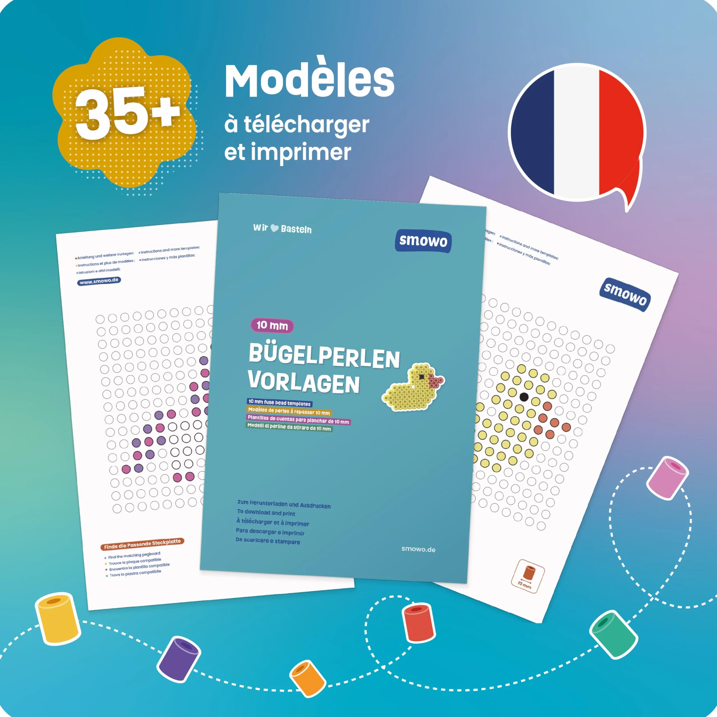 Smowo Plaques de Perles à Repasser 10 mm Lot de 4 Modèles Formes Enfants 3 Ans