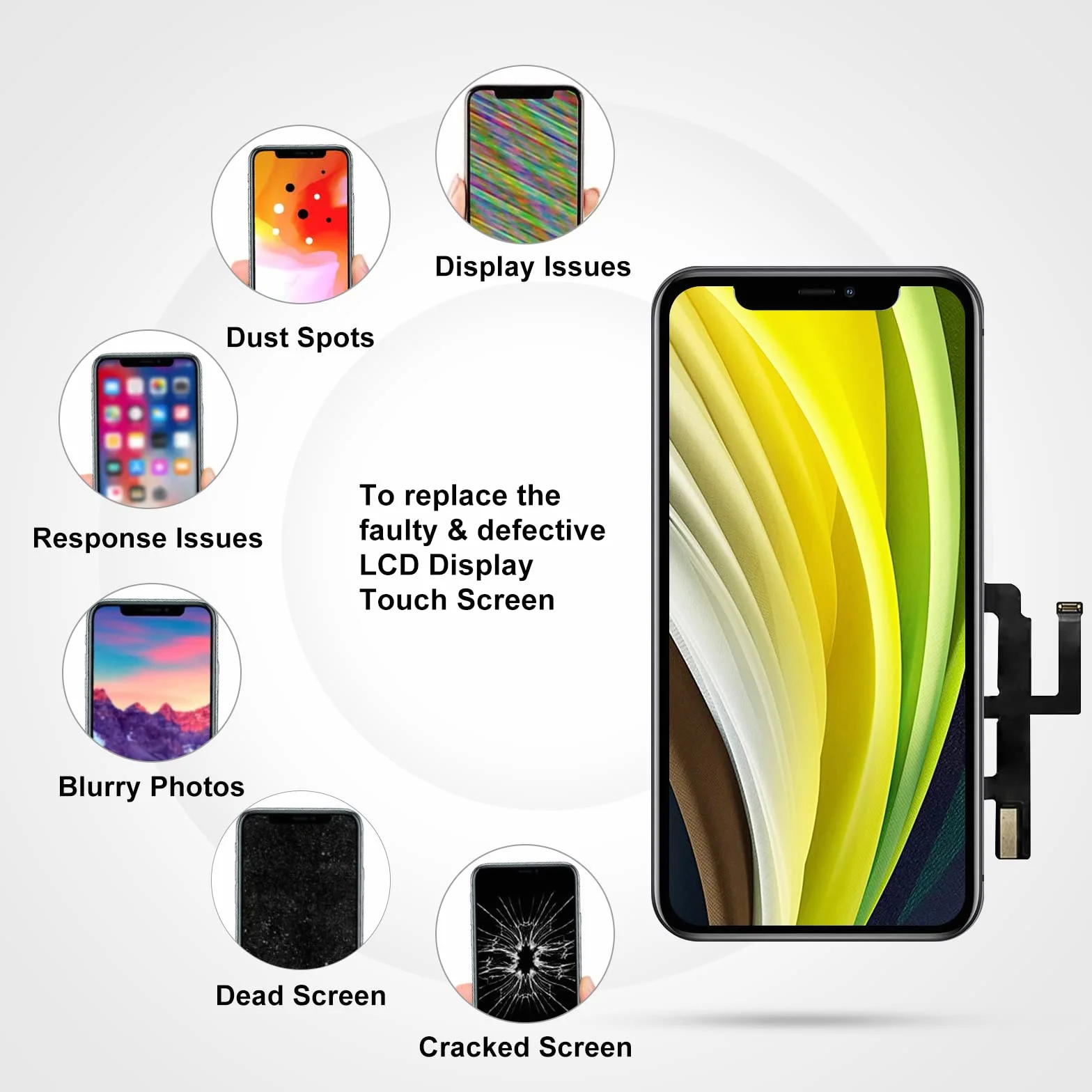 Écran LCD iPhone 11 6,1'' FHD avec 3D Touch Digitizer Assembly Kit de Réparation True Tone Programmable
