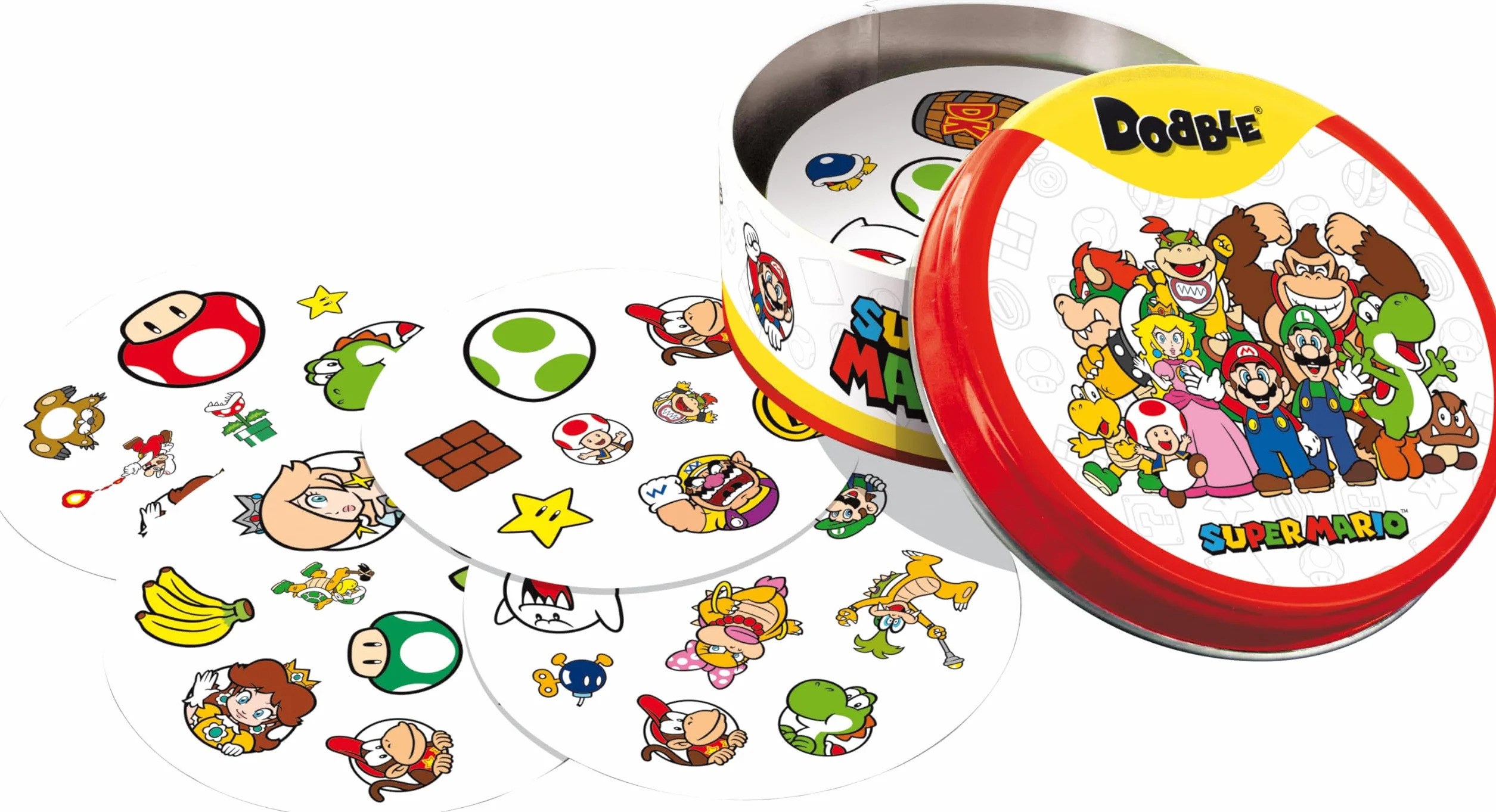 Asmodee DOBBLE Super Mario Jeu de Société Rapidité Observation Cartes Familial Enfants 6 Ans Boite Métal Multilingue