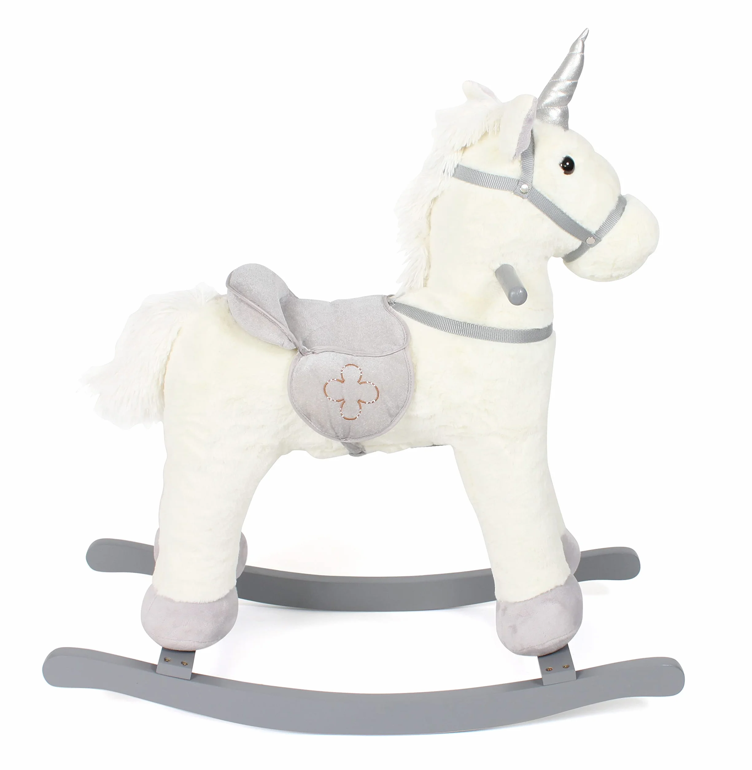 Bayer Chic 2000 Licorne à Bascule, Hauteur de la Selle 46 cm, Peluche Beige-Gris