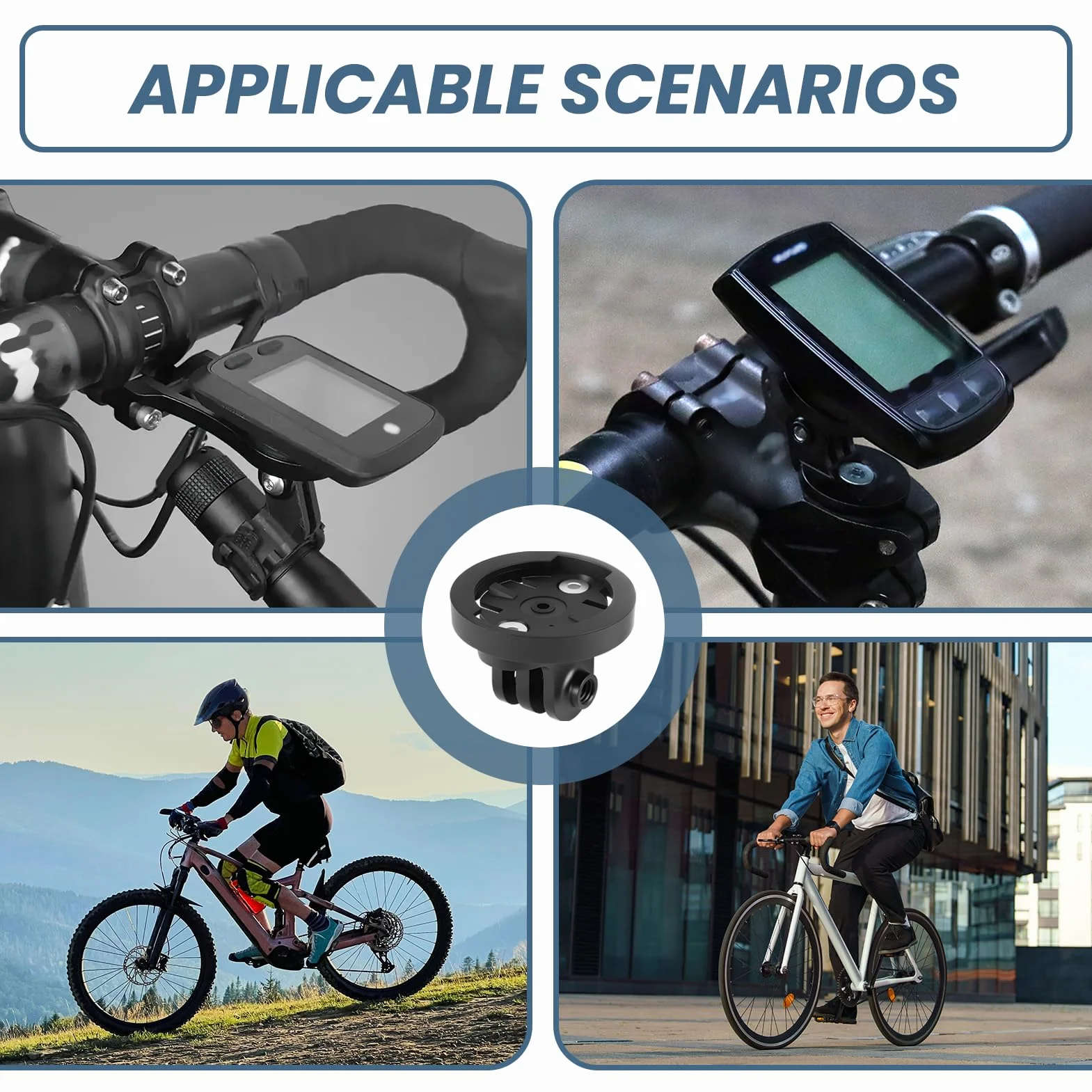 Support Universel pour Ordinateur de Vélo Garmin Gopro avec Adaptateur Mâle pour GPS Edge et Varia UT800, Entraxe 22-24mm