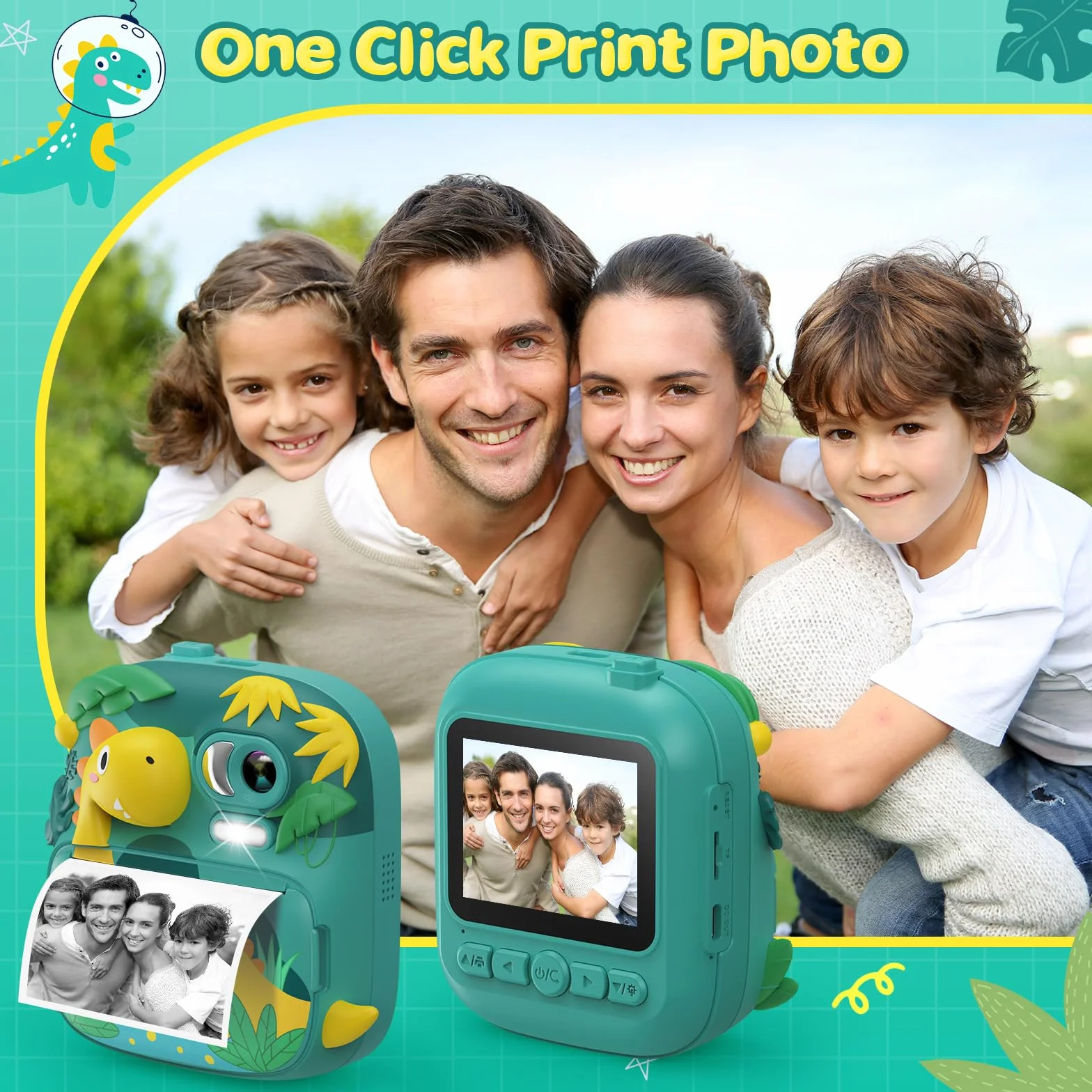 CAMCLID Appareil Photo Instantané Enfants 12MP 1080P avec Carte 32G et Papier 2,4 Pouces