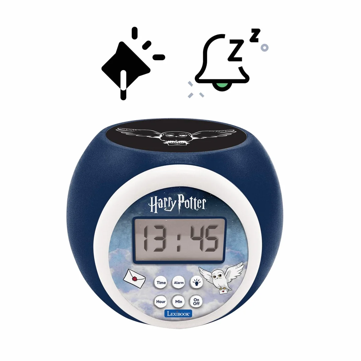 Lexibook Réveil projecteur Hedwige Harry Potter Projection au Plafond Écran LCD rétroéclairé Bleu 12/24H Minuteur veilleuse Alarme Rappel RL977HP1