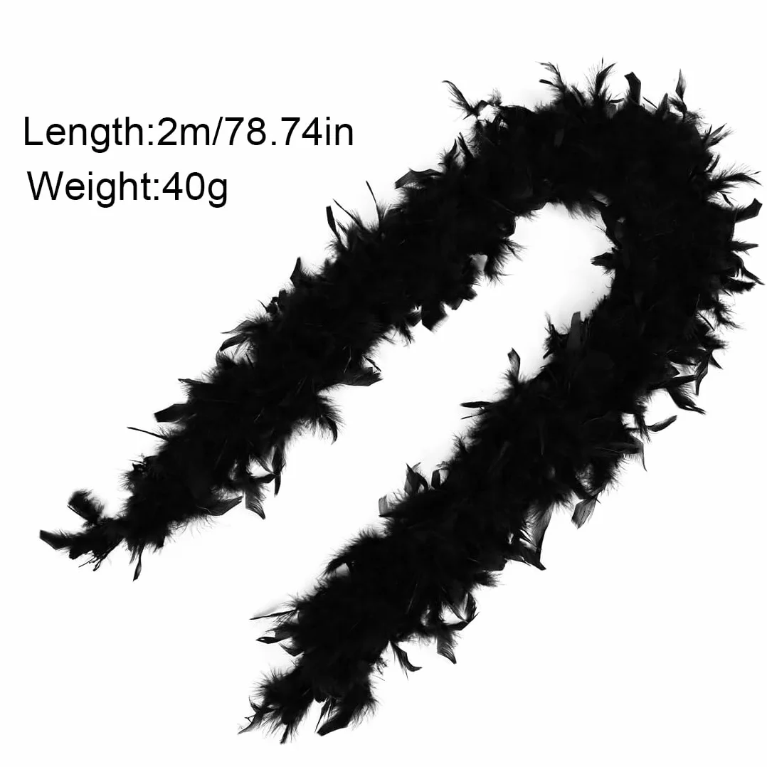 Boas de déguisement pour enfants, Écharpe en plumes noires 2 m, grande taille, décoration mariage