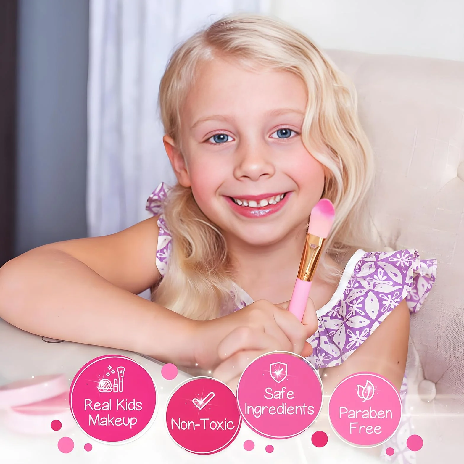 Coffret Maquillage Enfant Non Toxique Lave-Able Halloween Princesse DIY Filles 18 Couleurs