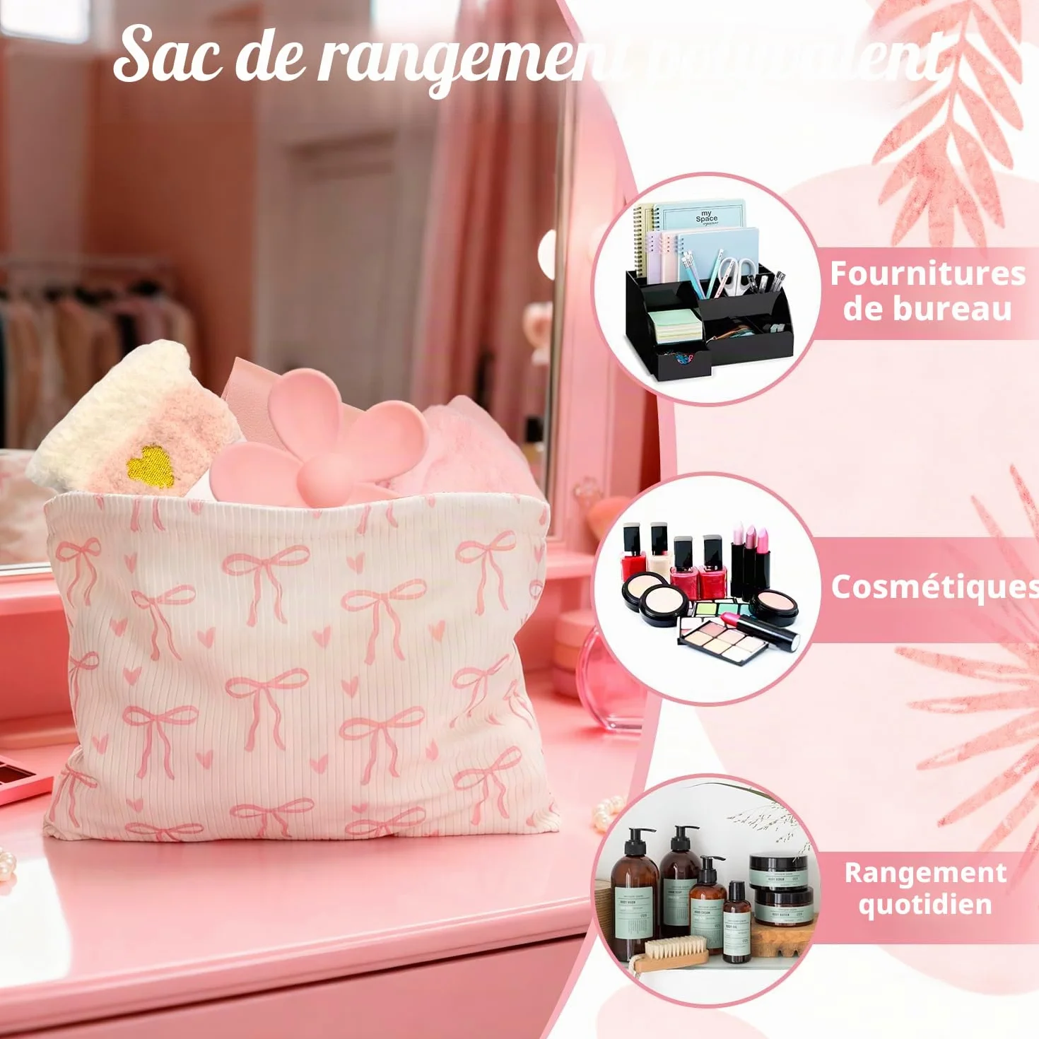 Cadeau Anniversaire Noël Fille Adolescent 9-16 Ans Tasse Verre Couvercle Pince Cheveux Pinceaux Maquillage Rose
