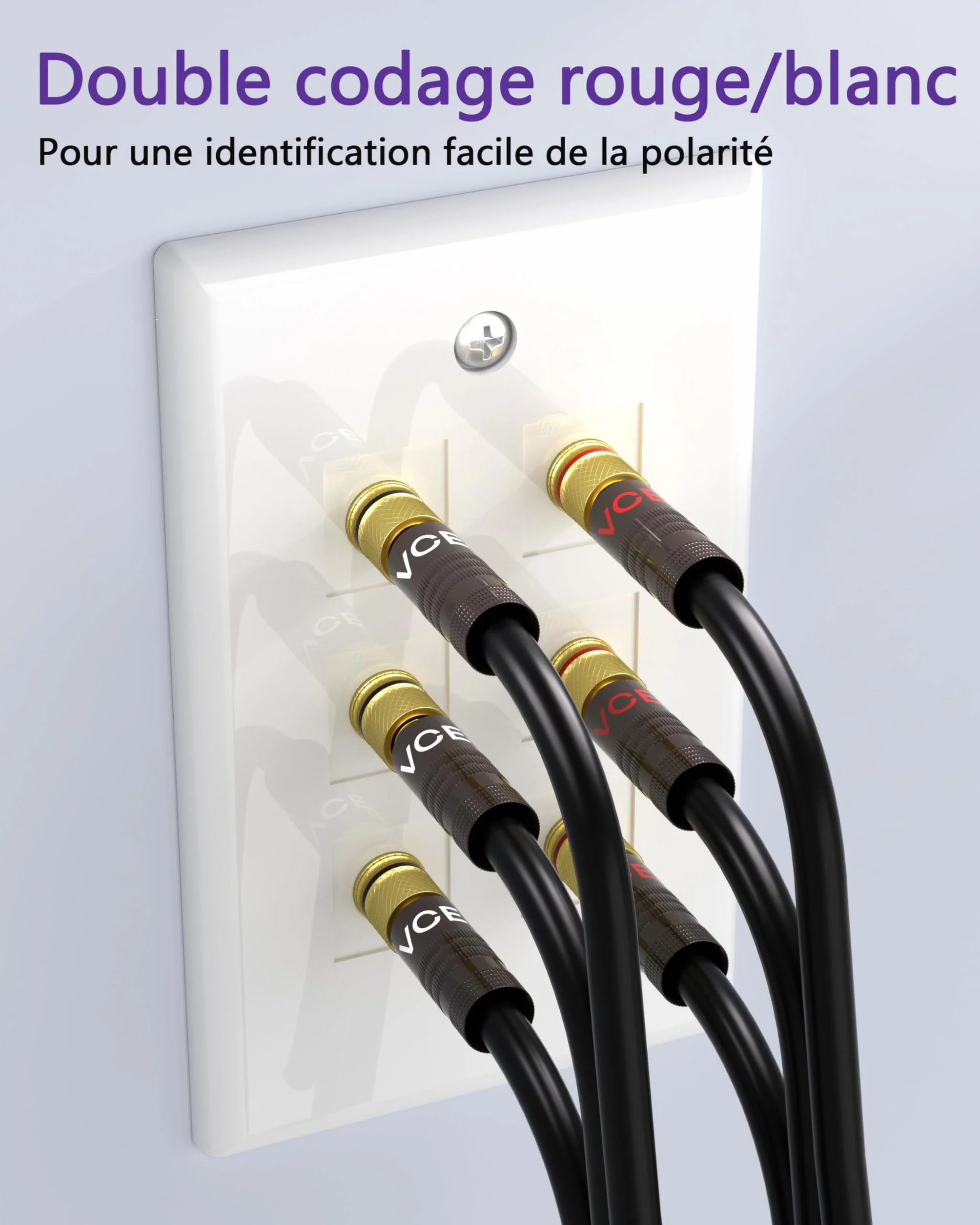 VCELINK Fiches Banane Plaquées Or 24K Double Vis pour HiFi Haut-Parleur Amplificateur 2 Paires