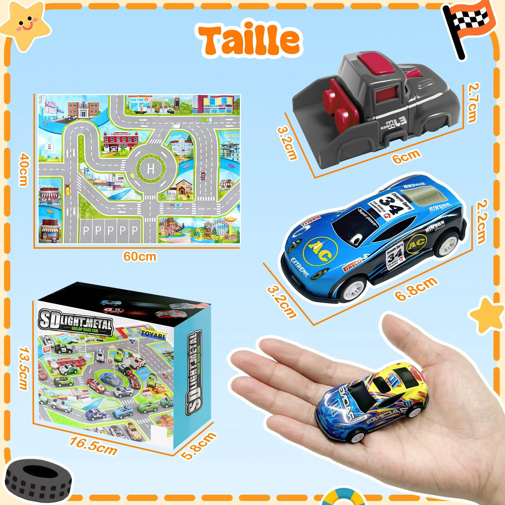 Coffret Petite Voiture Enfant, 10 Voitures Jouets avec Catapulte & Tapis de Jeu, Lot Miniature Métal 1/64, Véhicules à Friction 3-8 Ans