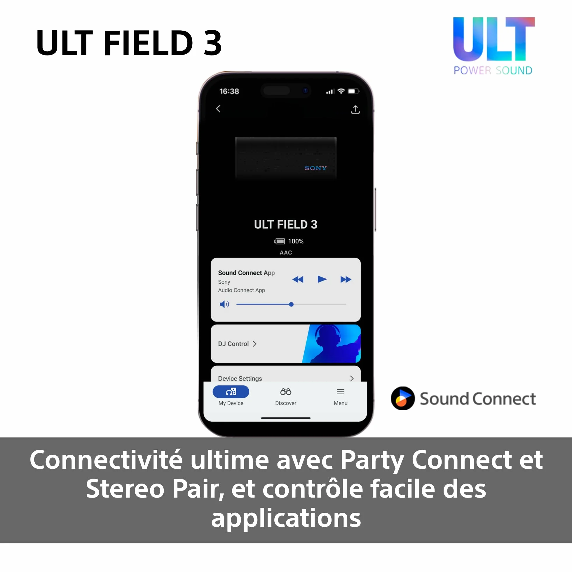 Sony ULT Field 3 Enceinte Bluetooth Portable ULT Power Sound 24 Heures IP67 étanche Noir