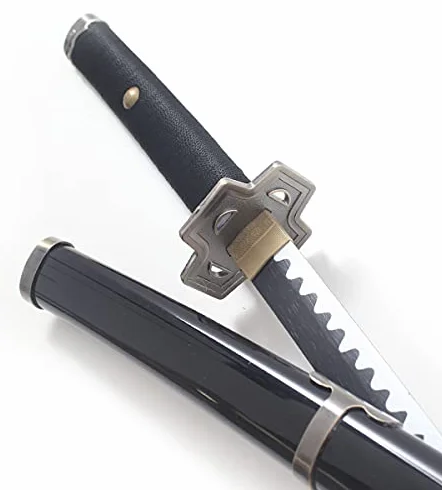 Katana Yubashiri One Piece Black en Bois - Épée Zoro avec Presentoir