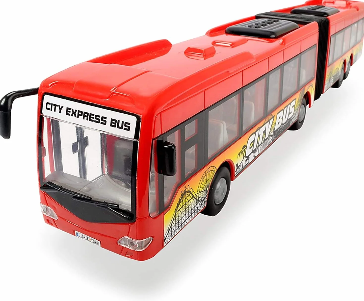 Dickie AMU Toys City Express Bus articulé, Bus Jouet, 46 cm, Rouge ou Blanc