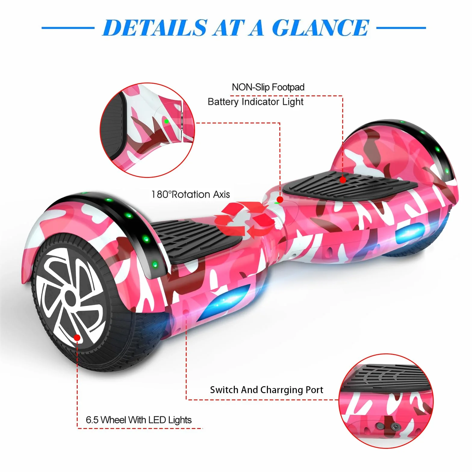 SISIGAD Hoverboard Go Kart Combo, Hoverboards avec siège, 6.5 inch Self Balancing Scooter with Bluetooth LED Lights, Go Karts Hover Board for Kids