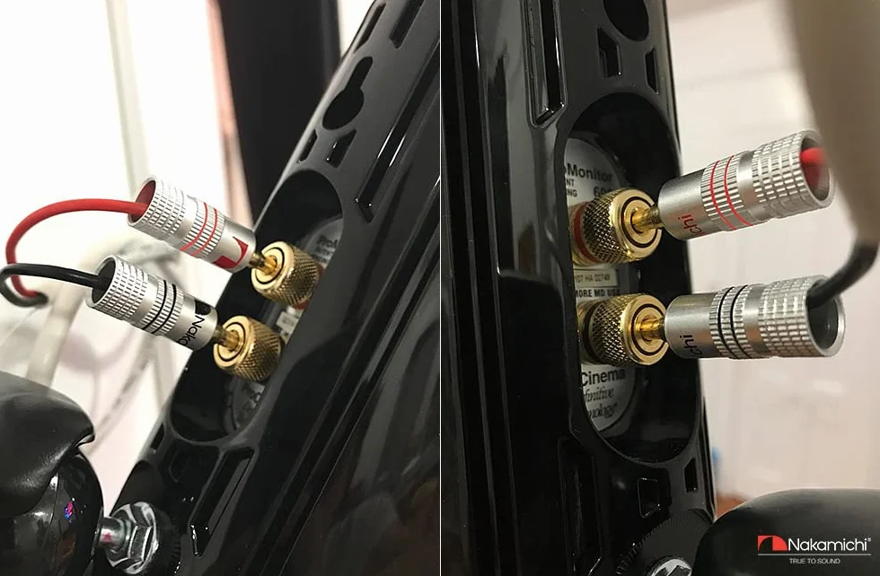 Nakamichi Fiche banane plaquée or 24K 12 AWG - 18 AWG 4 mm pour haut-parleurs Amplificateur Hi-Fi Connecteur à vis 4 pièces
