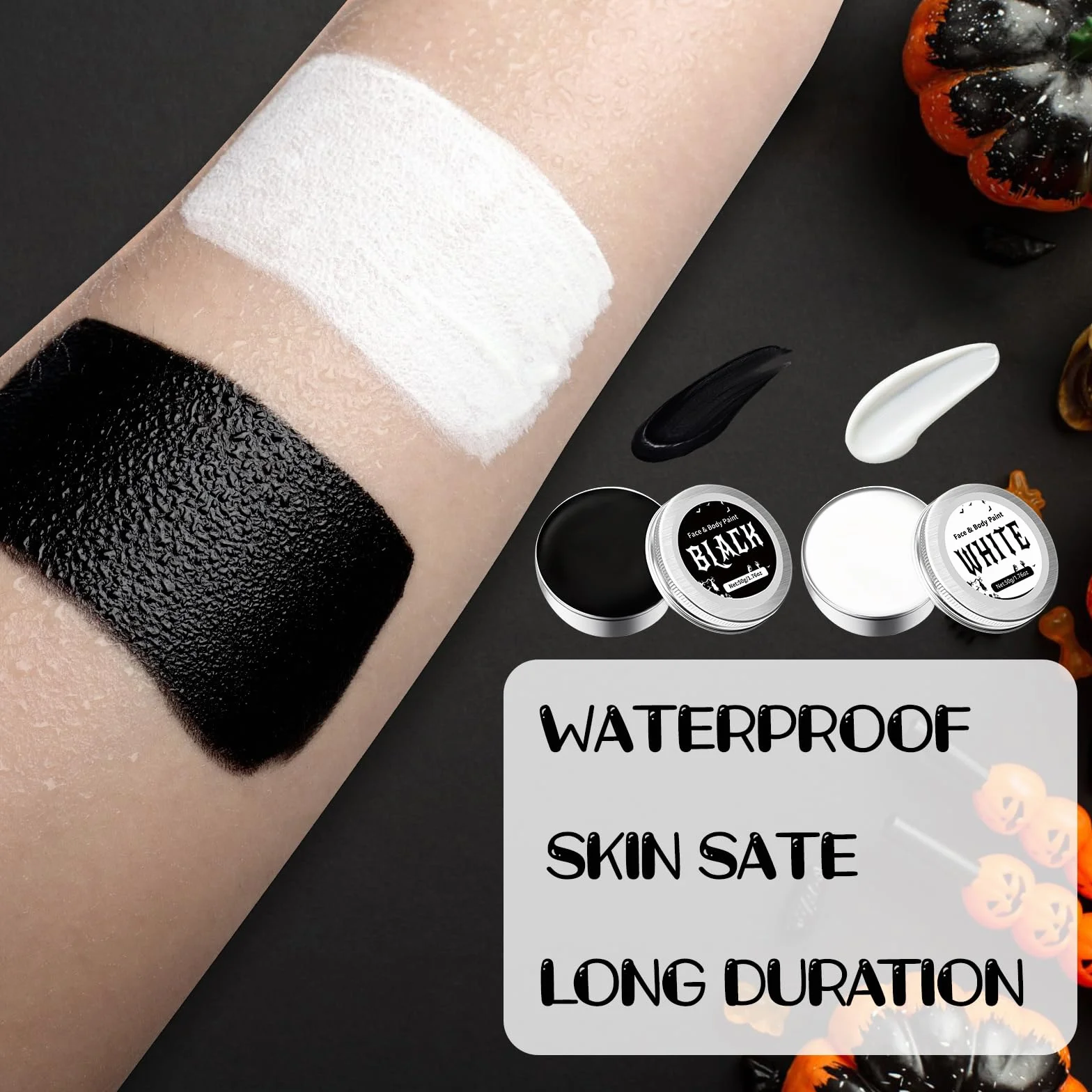 Kit Maquillage Halloween Enfant Adulte Peinture Corporelle Carnaval Blanc Noir SFX Makeup